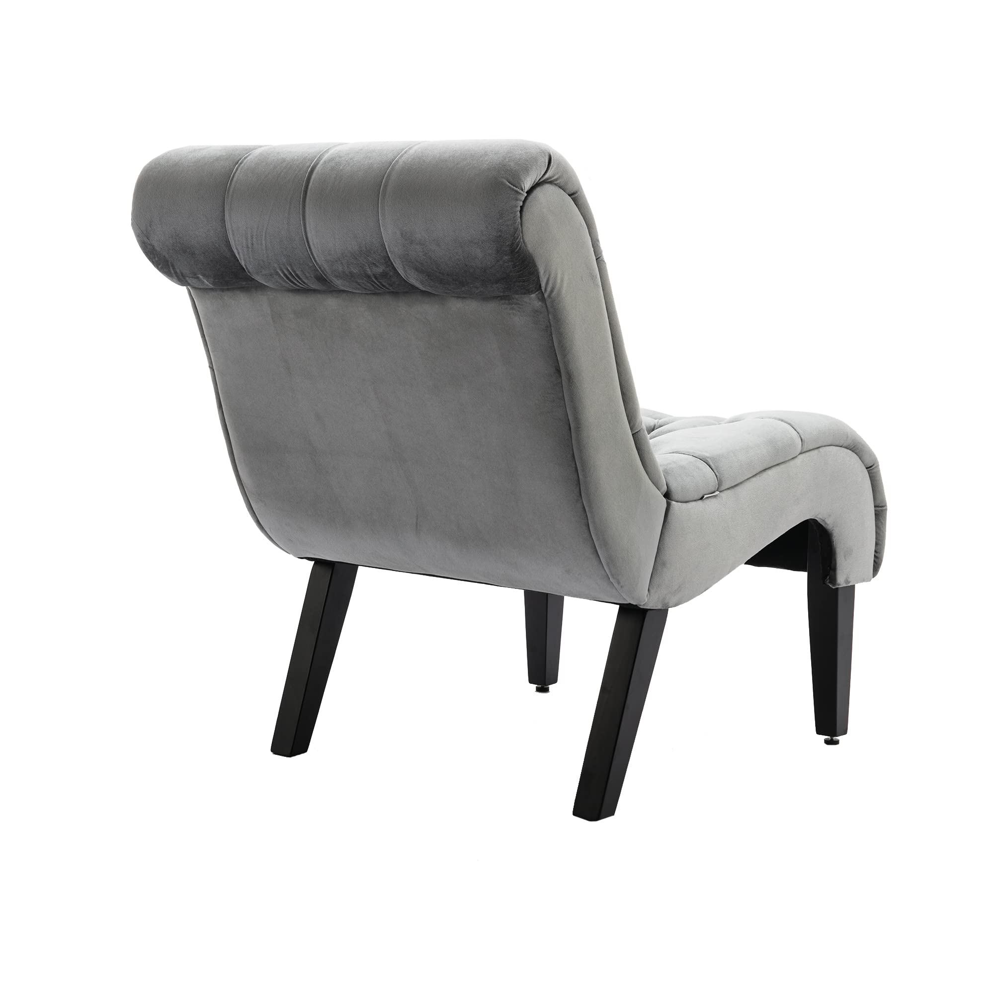 Velvet Tufted Accent Chair - Upholstered Barrel Armchair for Living Room, Bedroom & Office - Silver Square Lounge Chair for Home Decor & Relaxation | Perfect for Reading Nook, Guest Room & Cozy Corners
