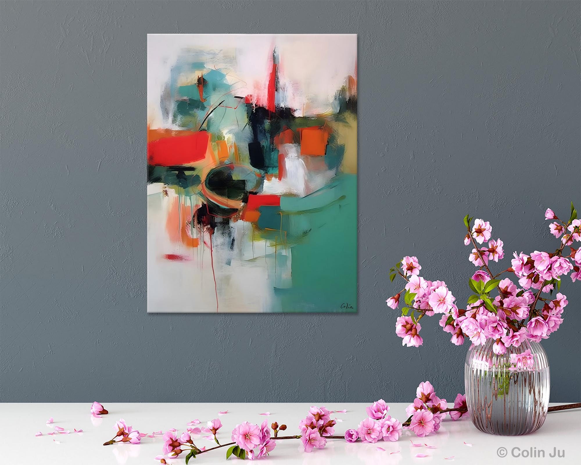 Abstract Wall Paintings - Extra Large Hand Painted Canvas Art for Dining Room | Contemporary Original Artwork | Perfect for Home Decor, Office & Living Room Wall Art
