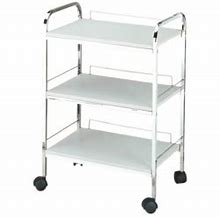 3-Tier White Beauty Trolley Cart - Rolling Storage Organizer for Salon, Spa, Makeup & Bathroom Essentials