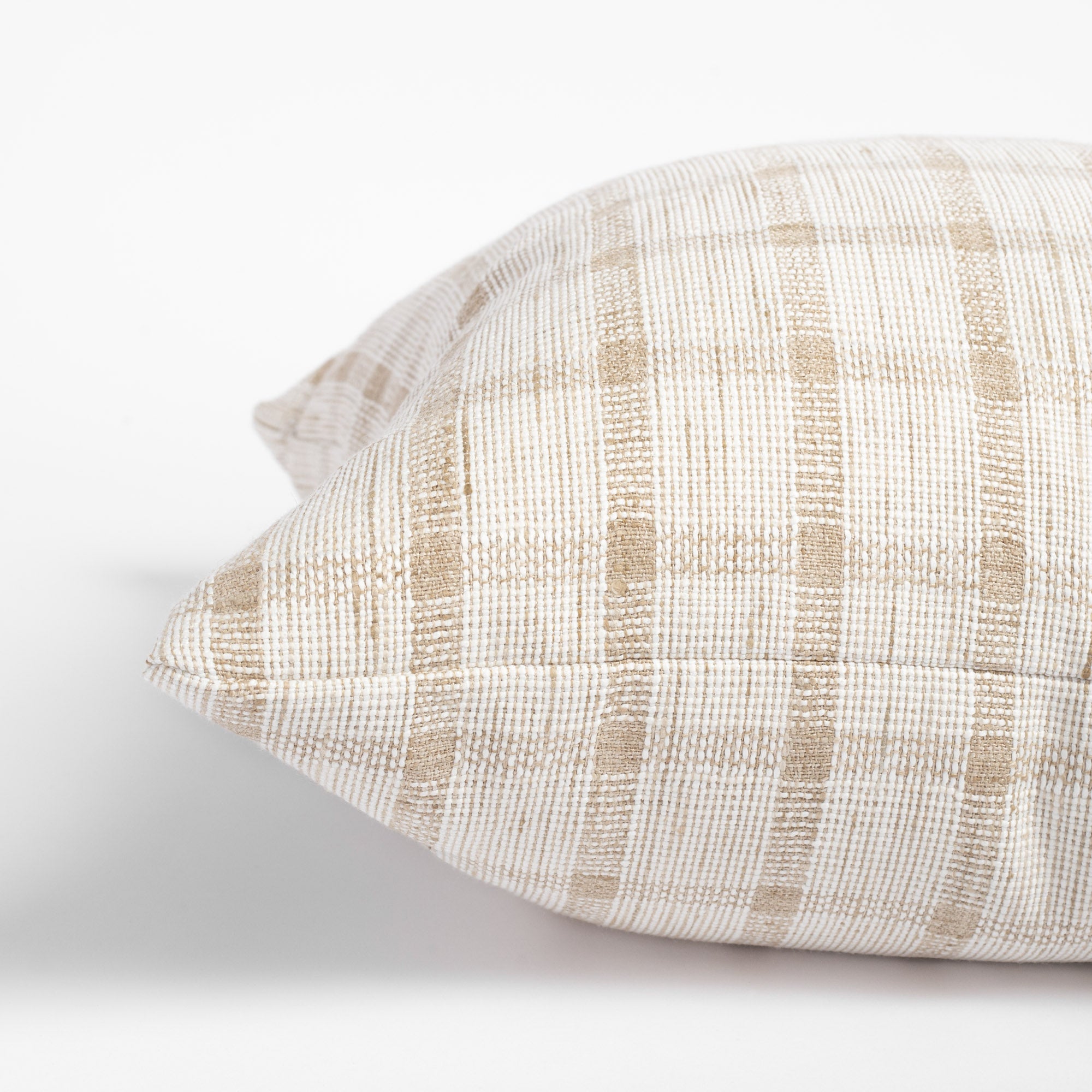 Harriet Check 20x20 Decorative Throw Pillow Cover - Natural Linen Square Cushion for Sofa, Bed & Home Decor