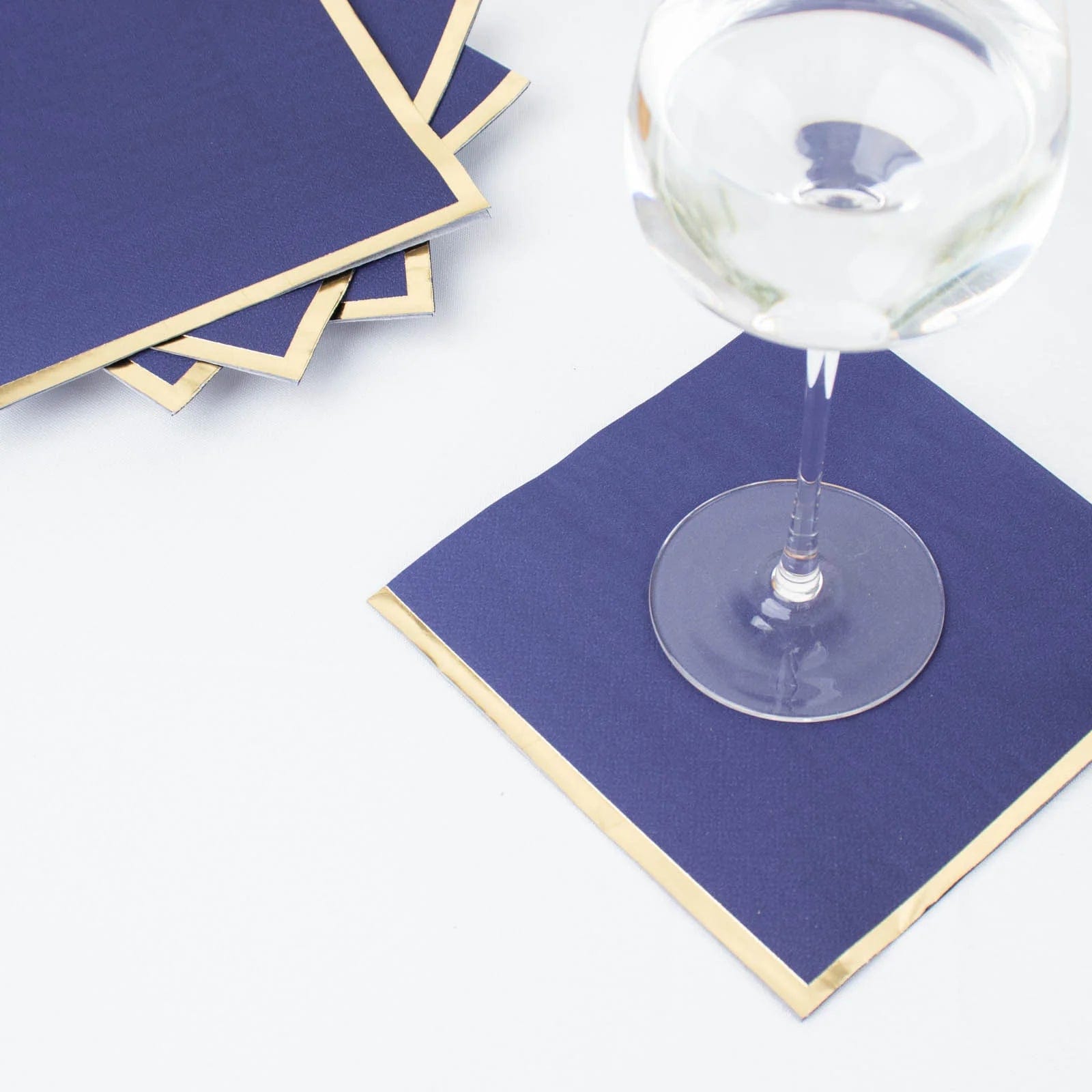 50 Pcs 2-Ply Premium Cocktail Napkins with Elegant Gold Rim - Perfect for Dinner Parties, Weddings & Special Events