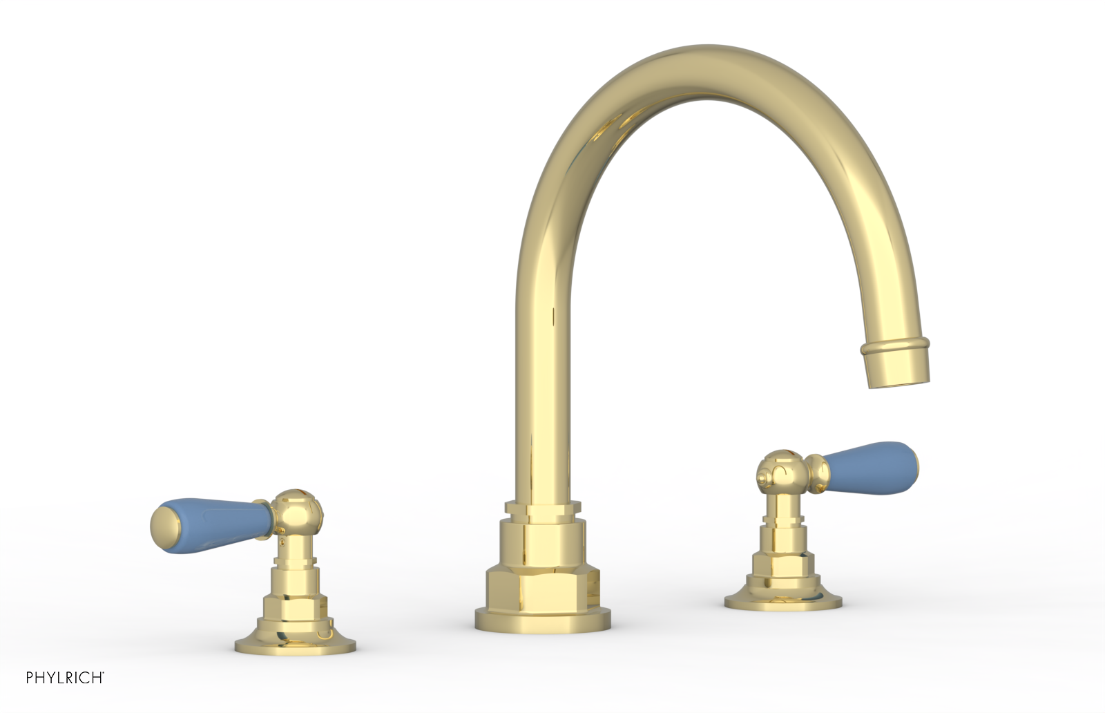 Jamestown Deck Tub Set with Lever Handles - Light Blue Accented Bathroom Fixtures for Outdoor & Indoor Use - 165.41