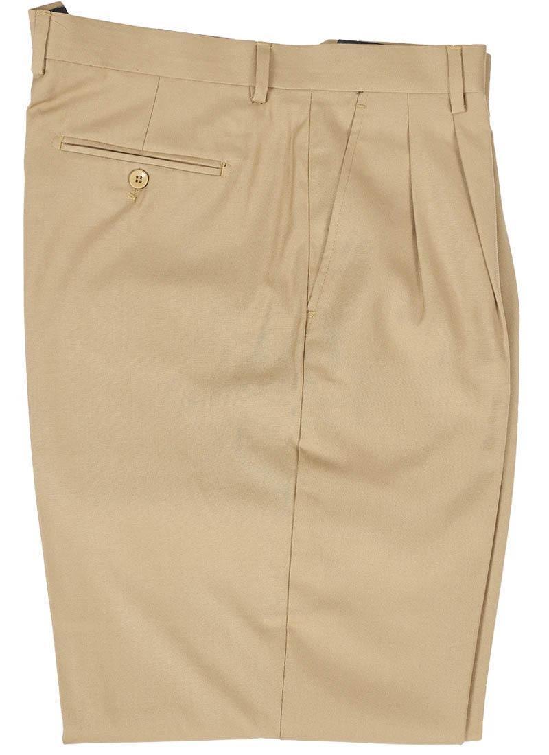 Khaki Peated Wide Fit Pants for Men - Comfortable Casual Trousers with Elastic Waistband | Perfect for Office, Travel & Everyday Wear