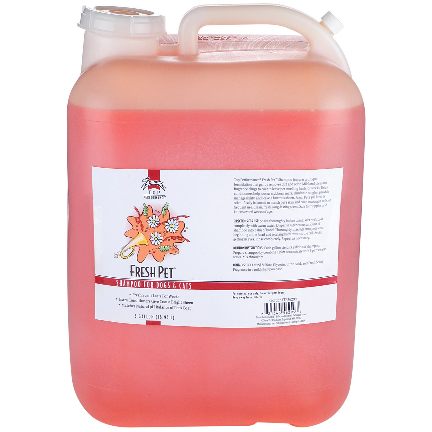 **Premium Fresh Scent Dog & Cat Shampoo - 5 Gallon Bulk for Professional Grooming & Home Use - Gentle Cleansing for All Breeds**