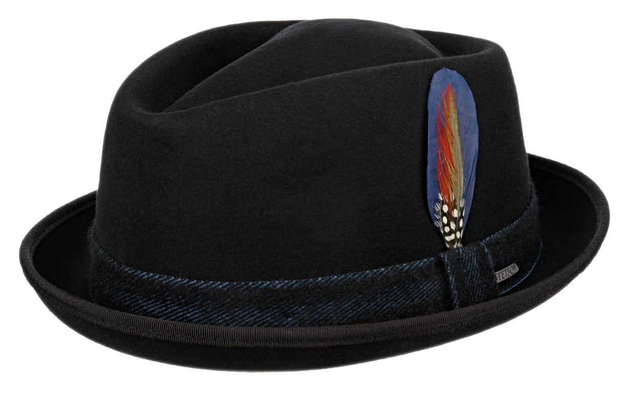 Stetson Black Wool Cashmere Diamond Crown Stingy Brim Trilby Hat for Men - Stylish Winter Fedora for Outdoor Events & Casual Wear