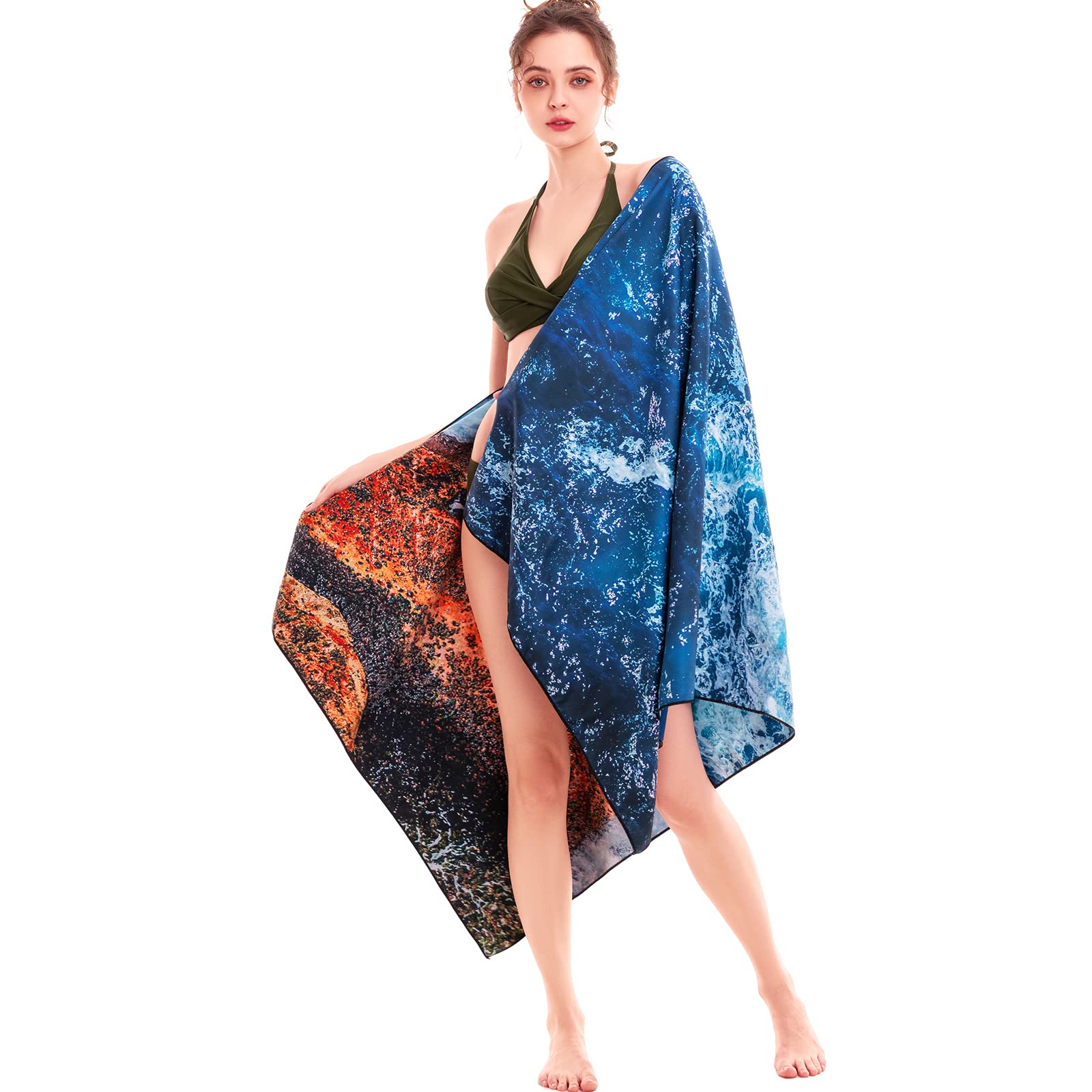 **DARCHEN Oversized Microfiber Beach Towel - Quick Dry, Sand-Free, Extra Large (70x35) & Large (63x32) - Lightweight & Compact for Travel, Pool, Beach - Perfect for Adults & Kids [1 or 4 Pack]**