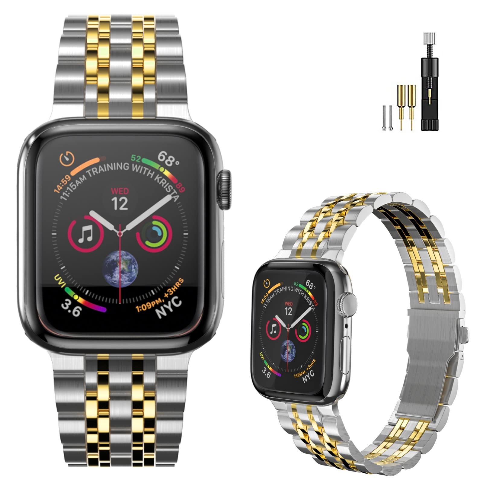 Luxury Stainless Steel Apple Watch Band for Series 7/6/5/4/3/2/1/SE - 38-45mm - Perfect for Work & Formal Events
