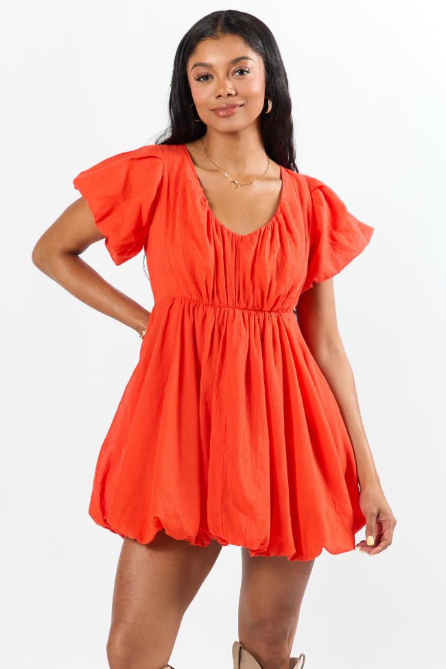 Almost Daylight Red Bubble Hem Mini Dress - Women's Flirty Party Dress for Night Out, Date Night & Special Occasions