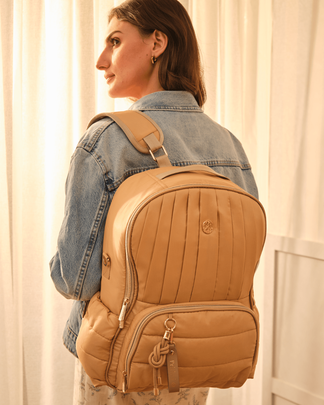 Premium The Coast Diaper Bag in Caramel - Stylish & Spacious Baby Essentials Organizer for Moms | Perfect for Travel, Daycare & Family Outings