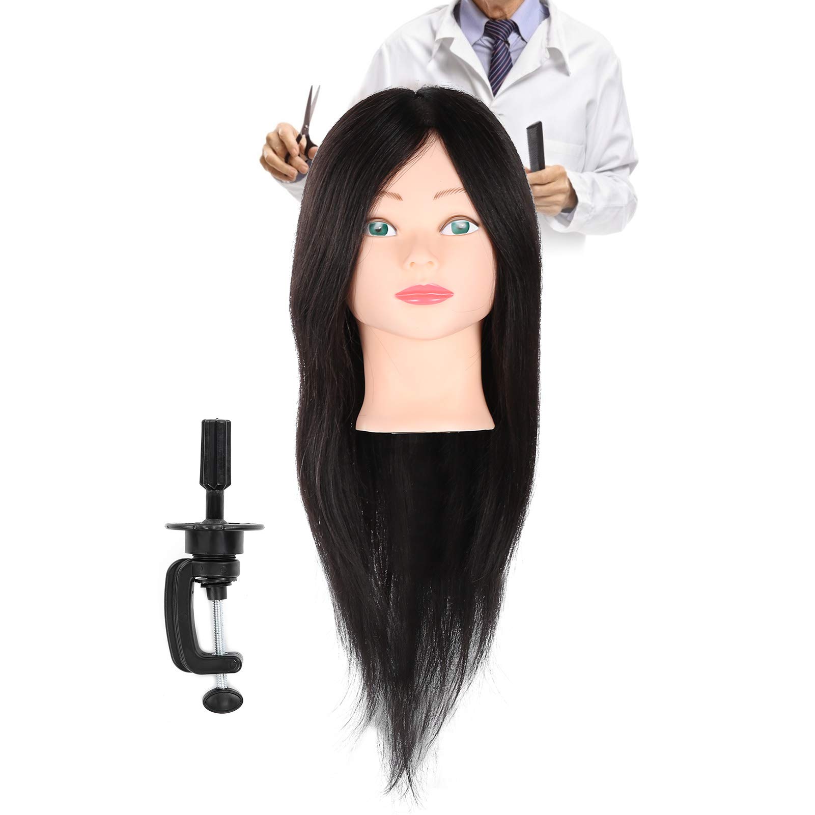 Professional Real Hair Mannequin Head for Hairstyling Practice - Soft & Delicate Cosmetology Training Head for Barbers, Stylists & Students | Perfect for Salon Training, Wig Styling & Haircut Practice