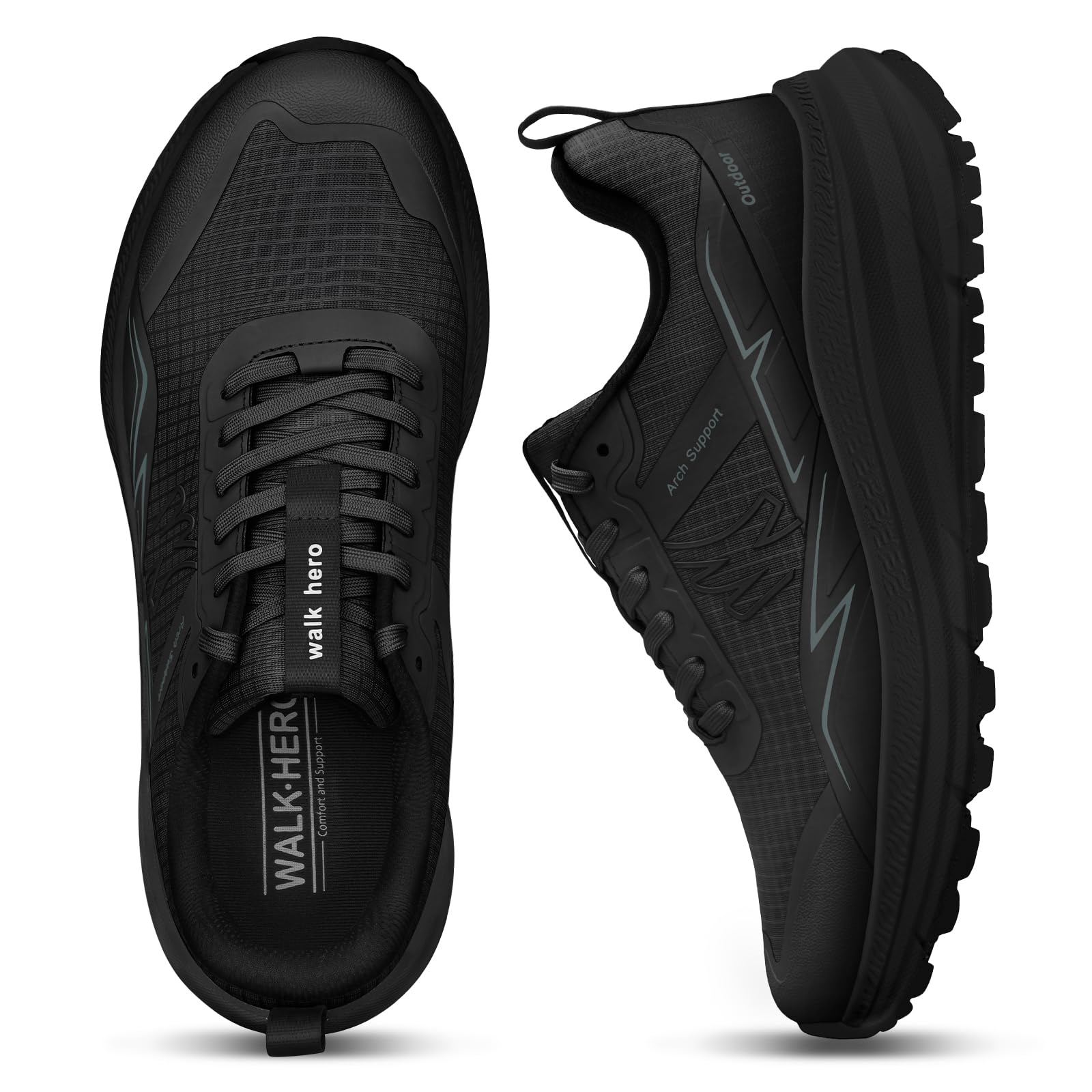 Men's Orthopedic Hiking Shoes for Plantar Fasciitis Relief - Arch Support Walking Sneakers with Wide Toe Box - Lightweight Waterproof Outdoor Shoes for Foot & Heel Pain - Perfect for Trail Hiking, Travel & Daily Comfort