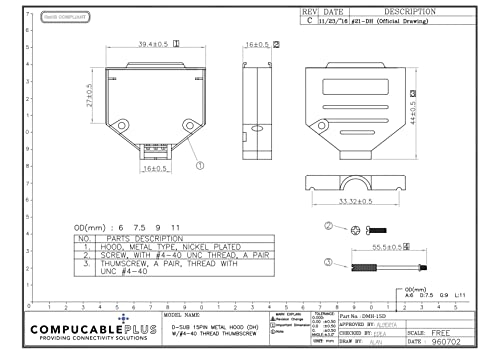 Premium DB15 Male Crimp Kit - No Ear, Full Profile, Deluxe Metal Hood Connector for Electronics (Perfect for Computer Networking, Audio/Video Installations & Industrial Applications)