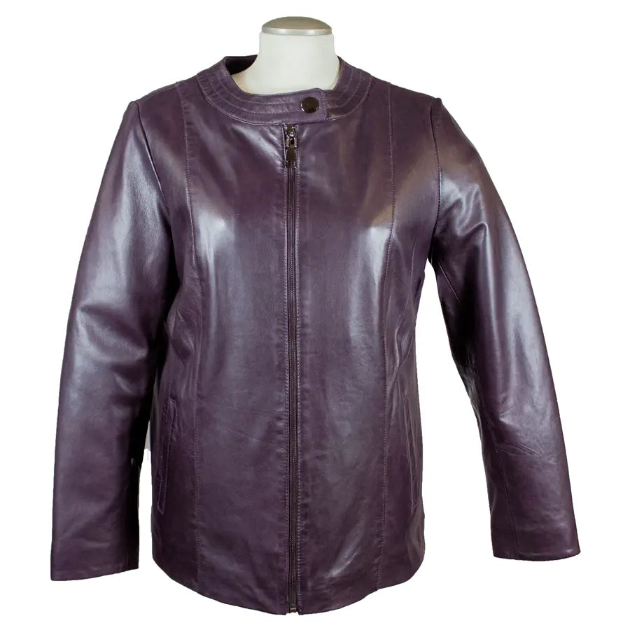 BOL Women's Plus Size Snap Collar Leather Jacket - Stylish Faux Leather Biker Jacket for Curvy Women | Perfect for Casual Outings, Date Nights & Fall Layering