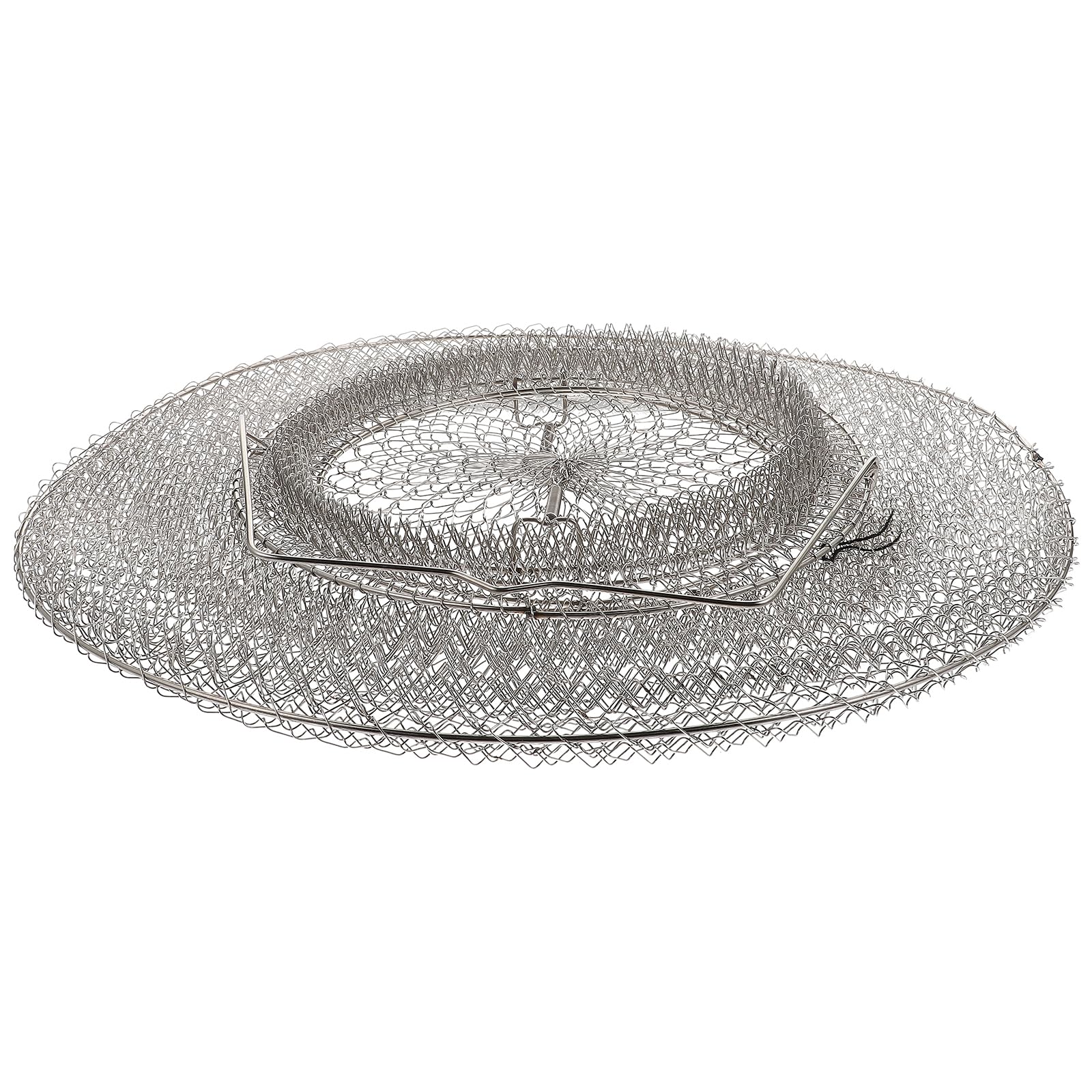 Foldable Stainless Steel Fishing Basket - Collapsible Mesh Fish Net for Crawfish, Crab, Shrimp & Lobster | Portable Fishing Gear for Minnows & Smelt | Ideal for Camping, Kayaking & Shore Fishing
