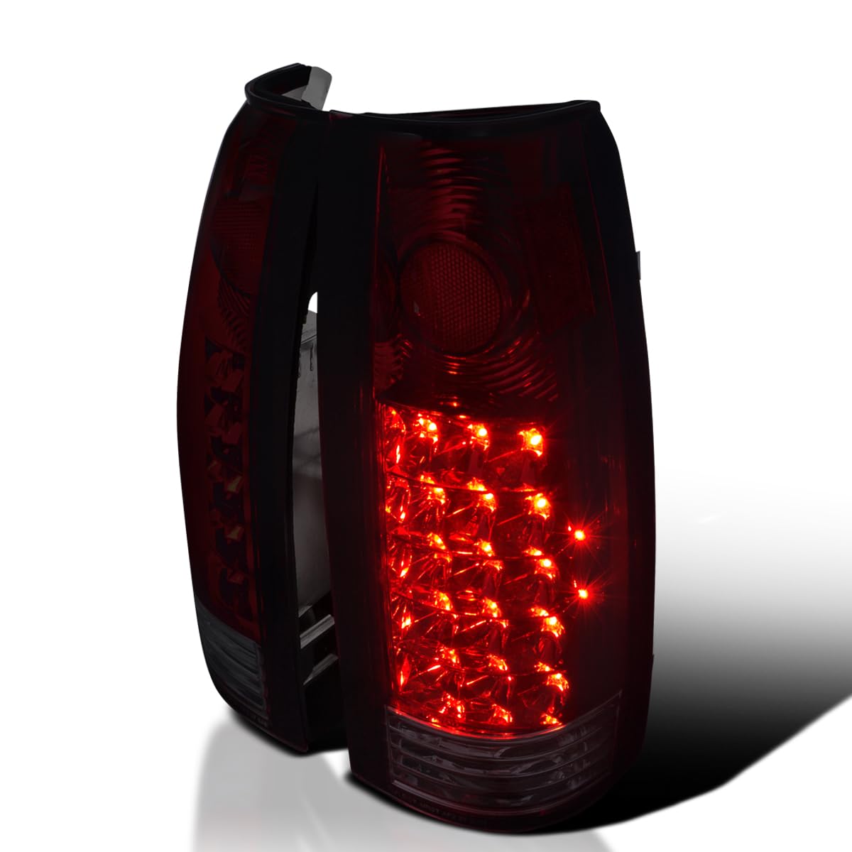 Spec-D Tuning Red Smoke Lens LED Tail Lights for Chevy/GMC C/K 1500/2500/3500 Trucks - Left & Right Pair Assembly - Enhanced Visibility & Style for Night Driving & Custom Builds
