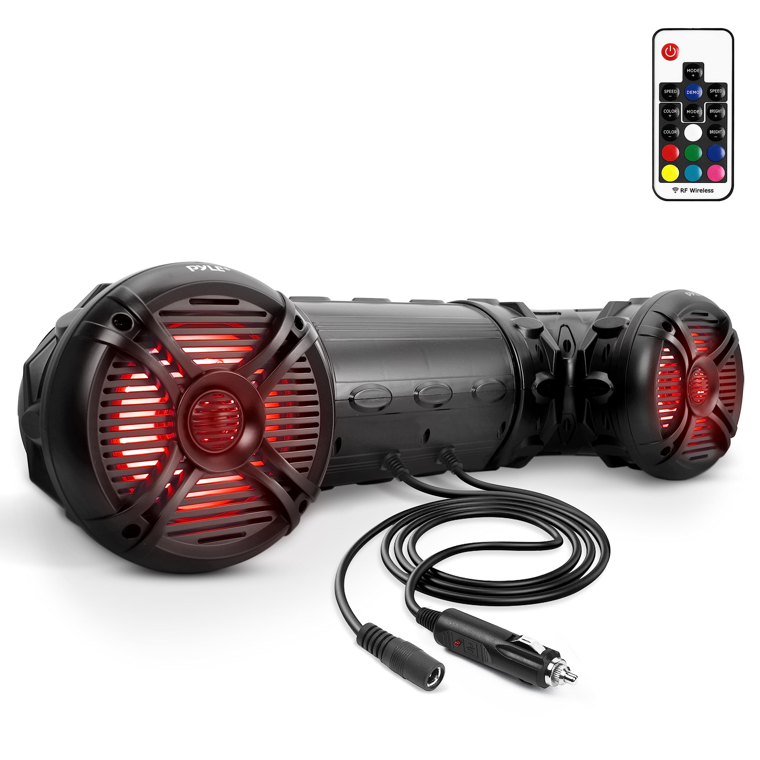 Pyle Marine ATV Powered Speakers - 4.0 Wireless Bluetooth, 800 Watt, Color Changing LED Lights, IP44 Waterproof, 6.5