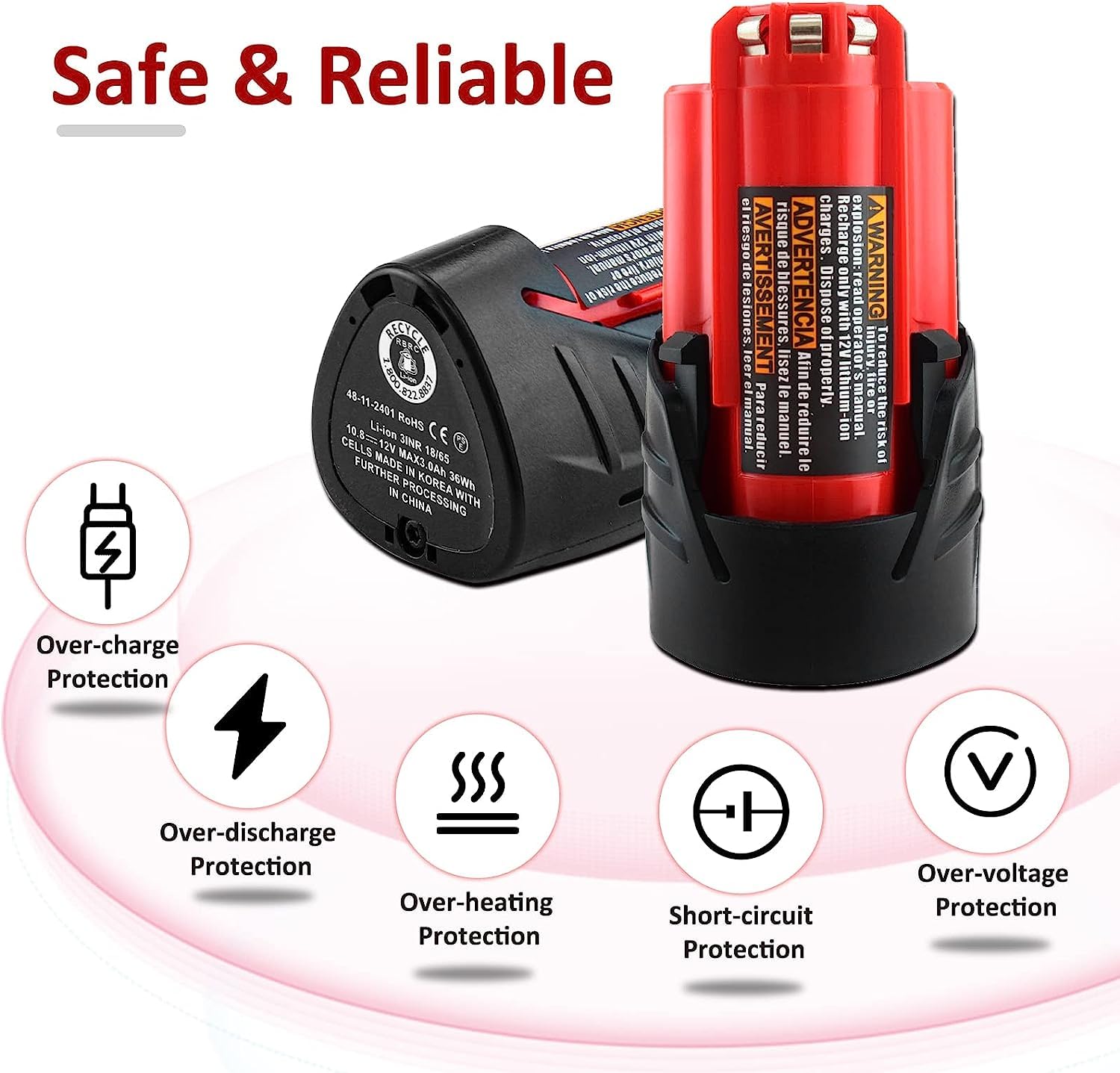 Powilling 4-Pack 3500mAh 12V Lithium Replacement Battery & Rapid Charger Compatible with Milwaukee M12 Tools - Perfect for Drills, Saws, and Power Tools in Construction & DIY Projects