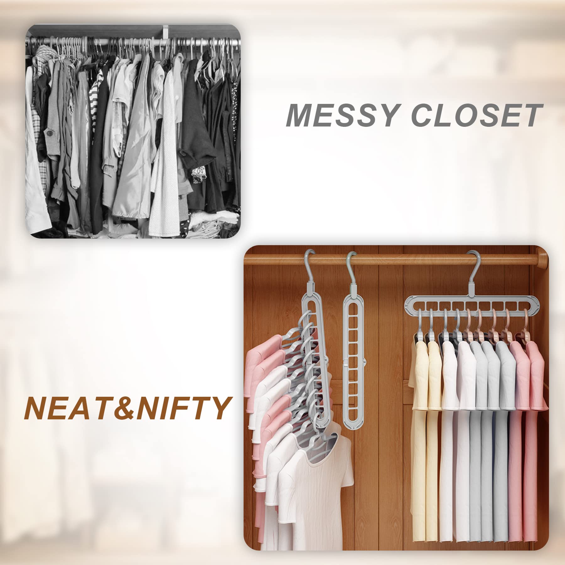 5 Pack Multifunctional Space Saving Closet Organizer Hangers - Durable White Plastic Hooks for Shirts, Dresses & Clothes Storage - Perfect for Bedroom, Closet & Wardrobe Organization
