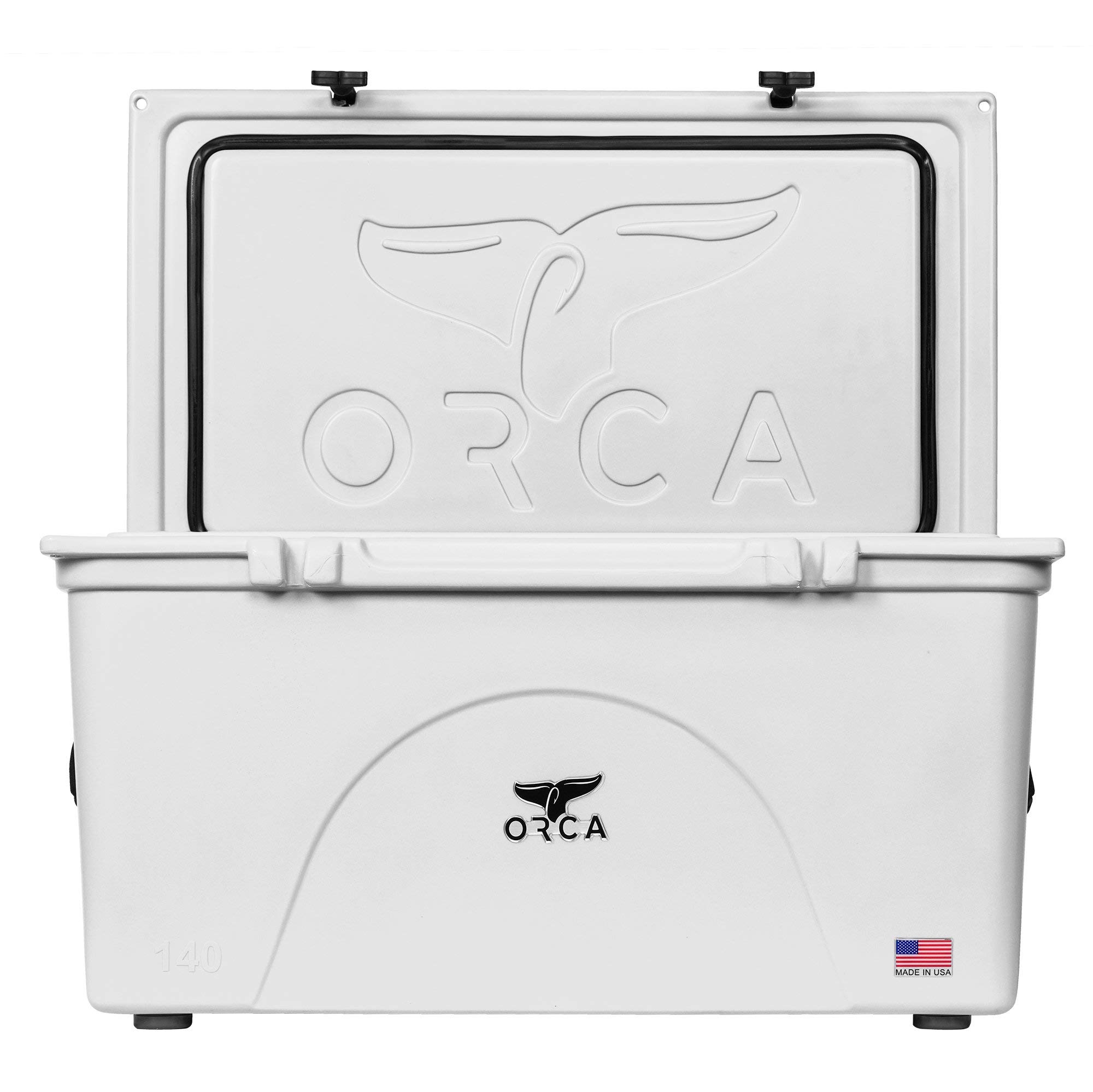 ORCA 140 Quart Cooler with Extendable Flex-Grip Handles - Heavy Duty Rolling Ice Chest for Camping, Fishing, Tailgating & Outdoor Adventures - White