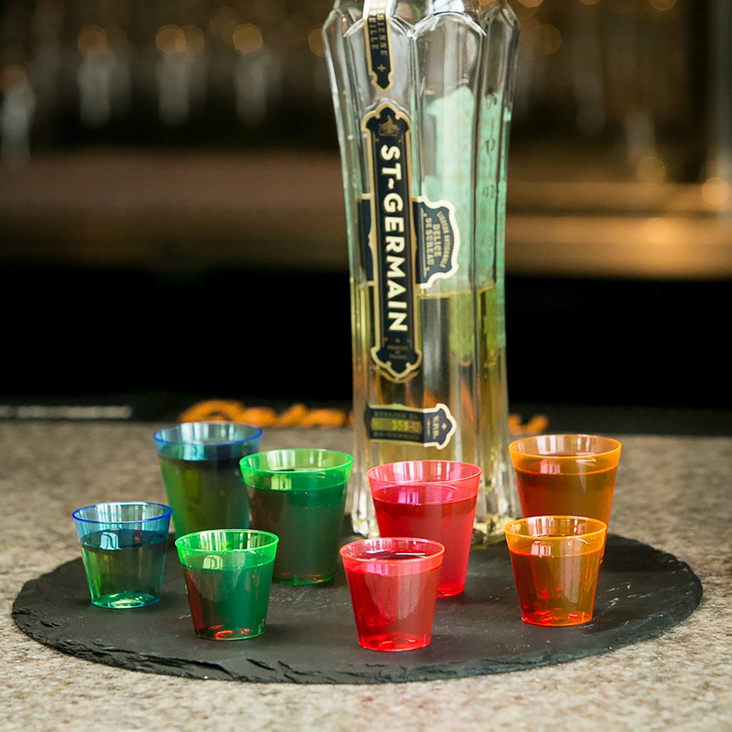 1200-Pack Neon Hard Plastic 2 oz Shot Glasses - Party Essentials N212009 for Bars, Weddings & College Events - Bulk Disposable Drinking Cups for Cocktails, Shots & Mixed Drinks