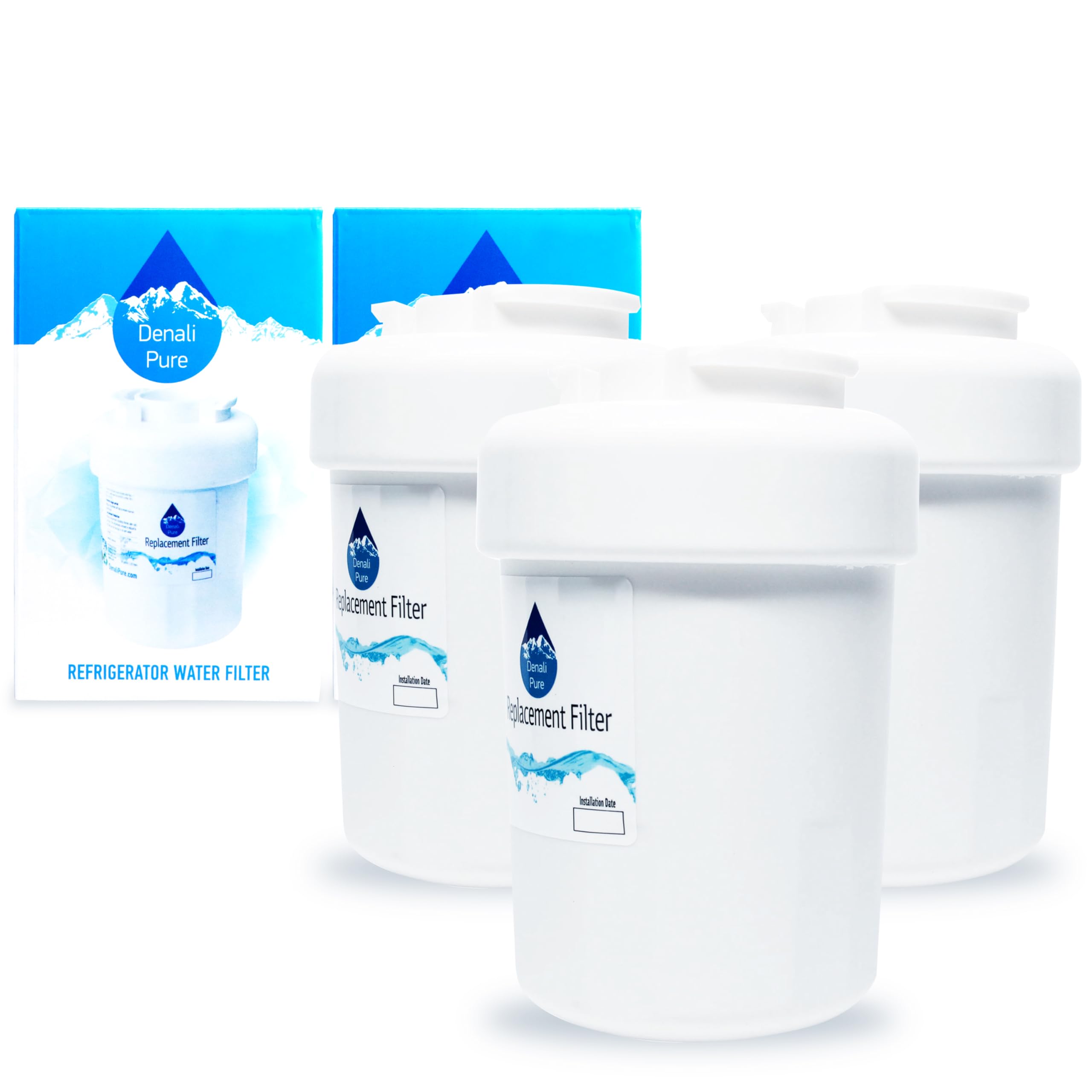 3-Pack GE GSH22JFREWW Refrigerator Water Filter Replacement - Compatible with GE MWF & MWFP Fridge Filters | Improves Water Taste & Safety for Drinking, Cooking & Ice Making