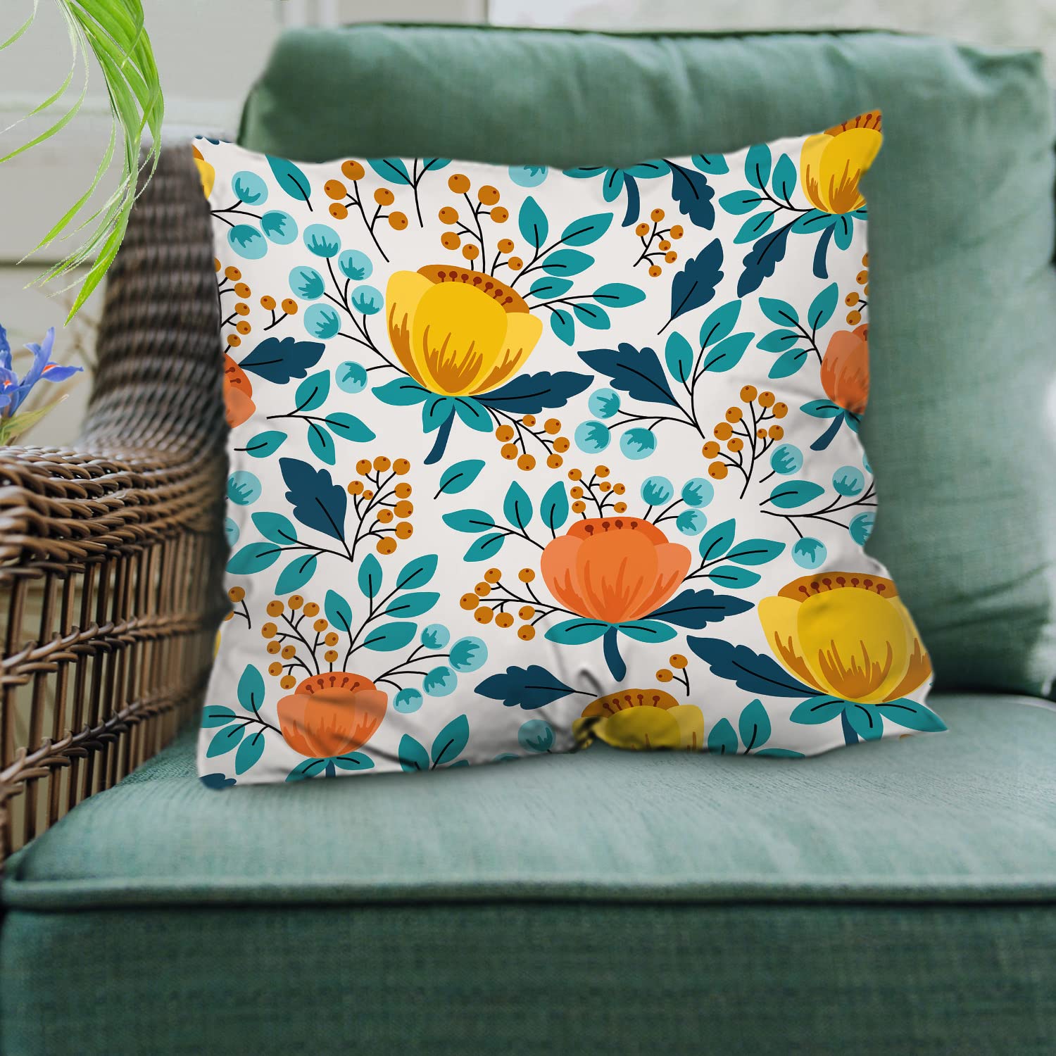 Shrahala Modern Fun Pattern Pillow Covers - Elegant Seamless Design Decorative Throw Pillowcases 18x18 Inch (45x45cm) Set of 2 for Sofa, Bed, Living Room & Home Decor