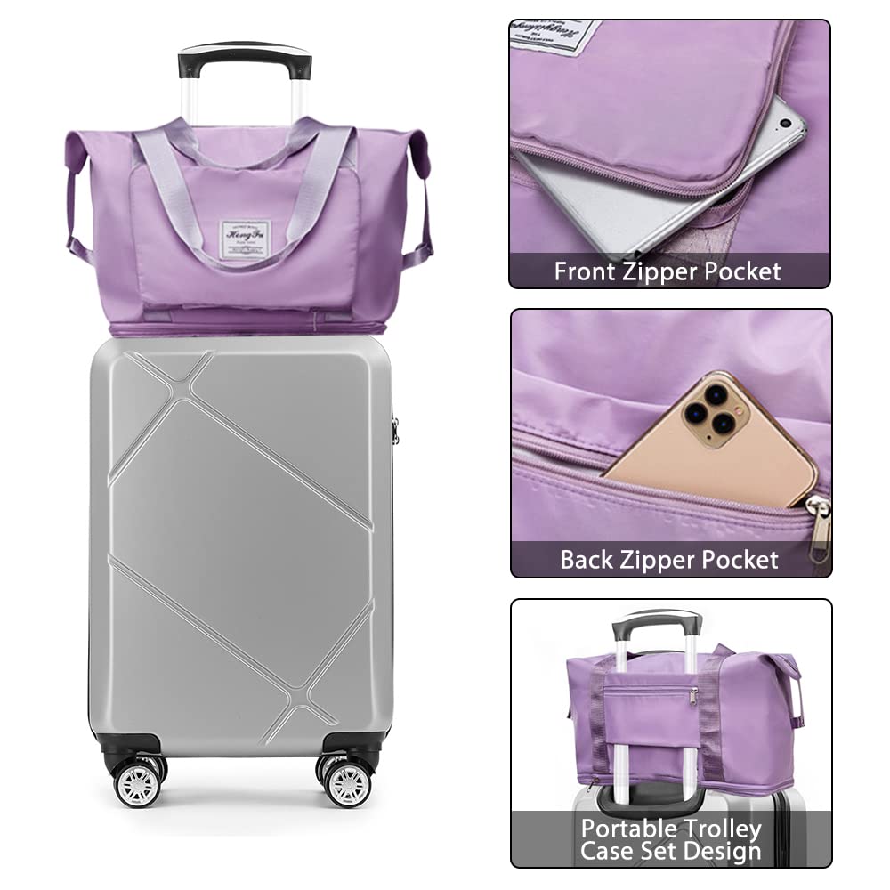 Large Capacity Foldable Travel Duffel Bag - Waterproof Expandable Sports Shoulder Bag for Gym, Travel, Shopping | Portable Carry-On Luggage for Overnight Trips, Weekend Getaways & Outdoor Adventures (Fuchsia Pink) - Perfect for Fitness Enthusiasts, Business Travelers & Vacation Packing