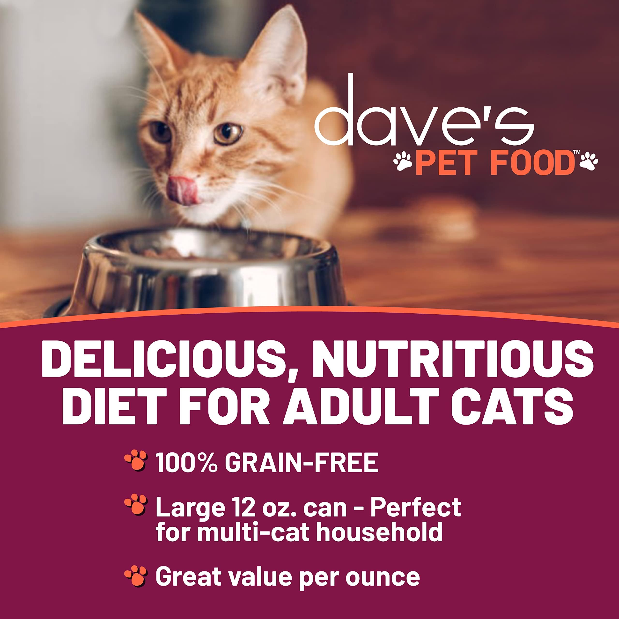 Dave's Grain-Free Wet Canned Cat Food Pate - Chicken Recipe | USA Made Natural Cat Food | Wheat & Gluten Free | 12.5oz Cans (12 Pack) | Perfect for Indoor Cats & Kittens with Sensitive Stomachs