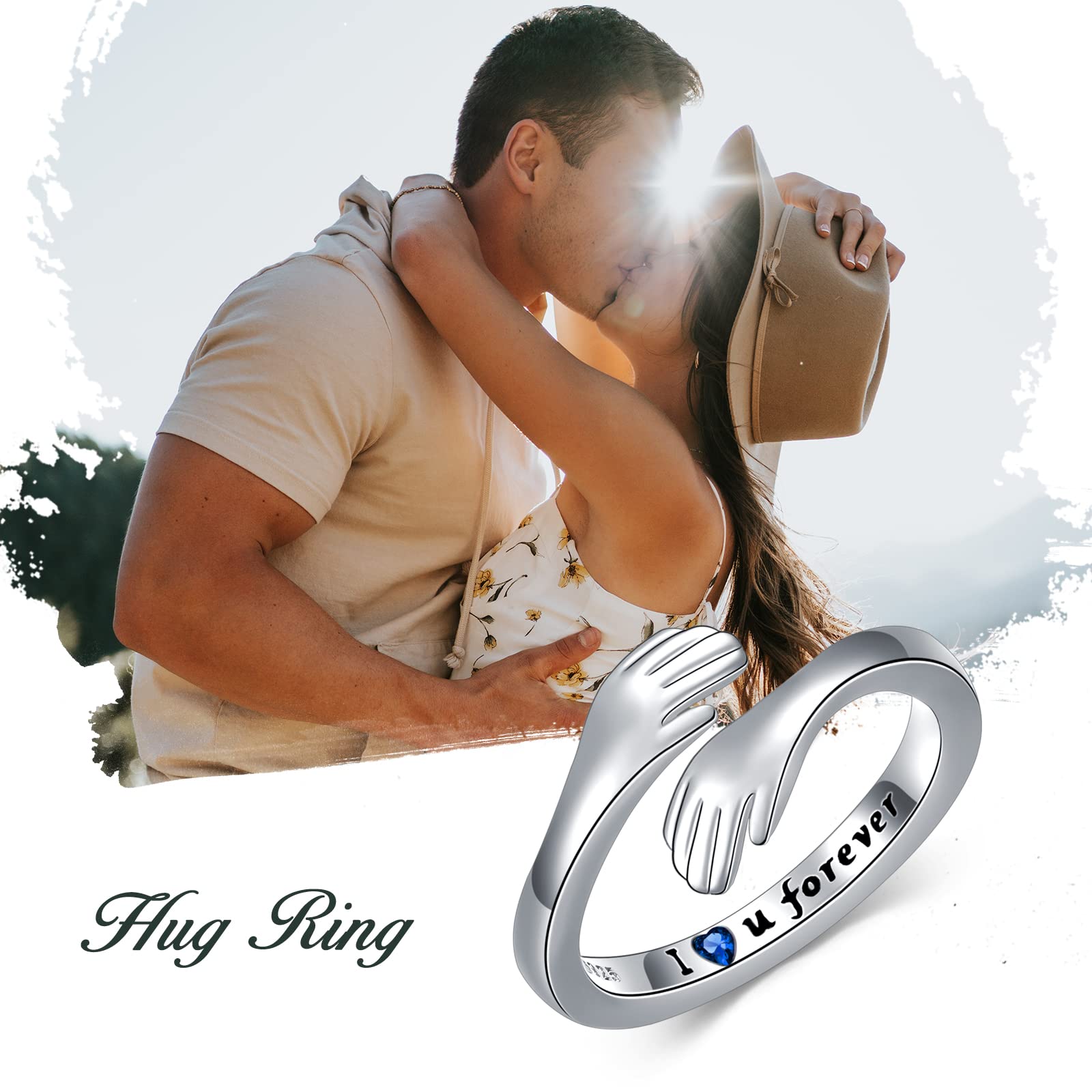 925 Sterling Silver Hug Ring - Adjustable I Love You Forever Faith Ring for Women | Inspirational Gift for Mother's Day, Birthday, Anniversary & Christmas | Perfect for Everyday Wear & Special Occasions