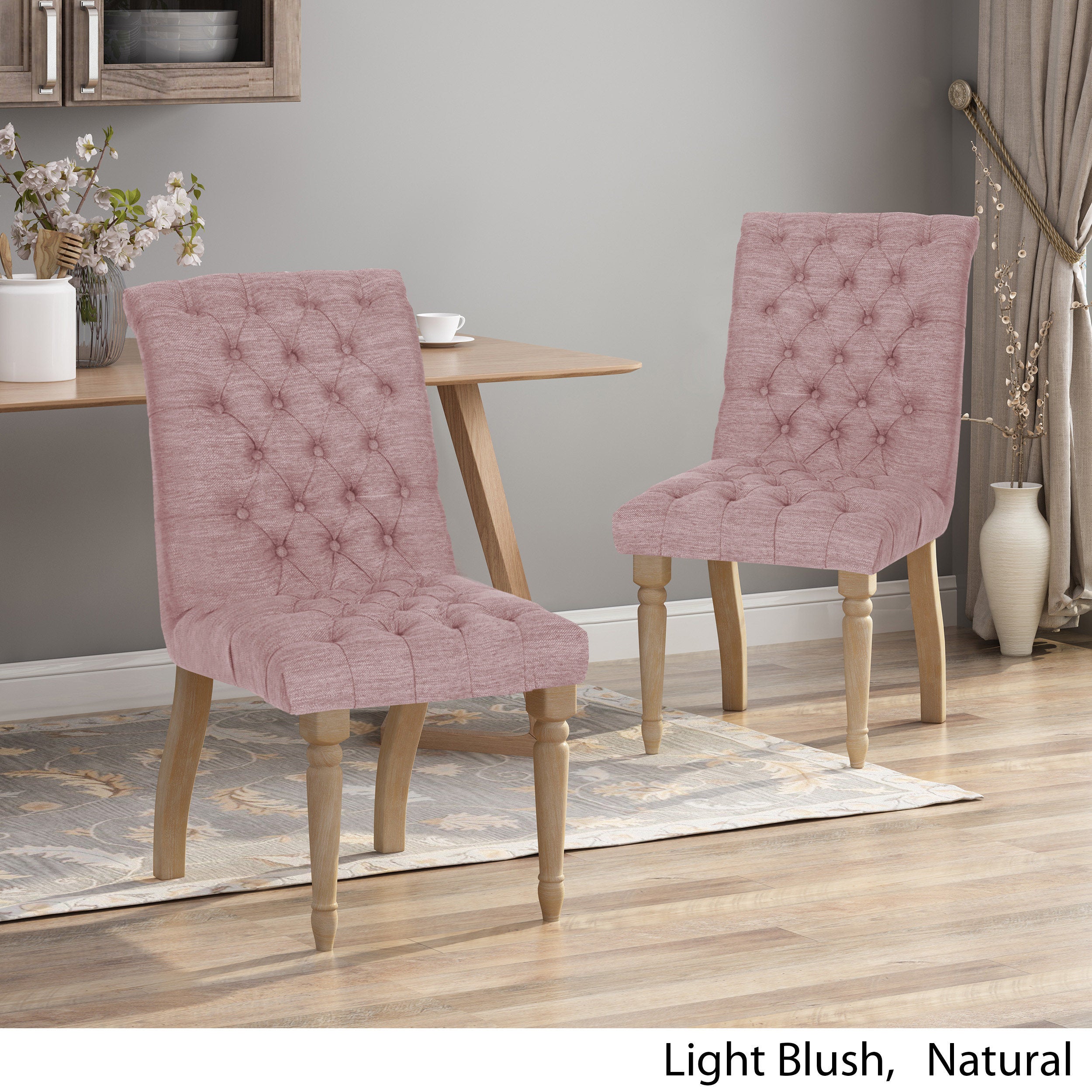 Modern Accent Chairs Set of 2 - Mid Century Style Upholstered Armchairs for Living Room, Lounge & Office - Comfortable Fabric Dining Chairs with Wooden Legs (Beige)