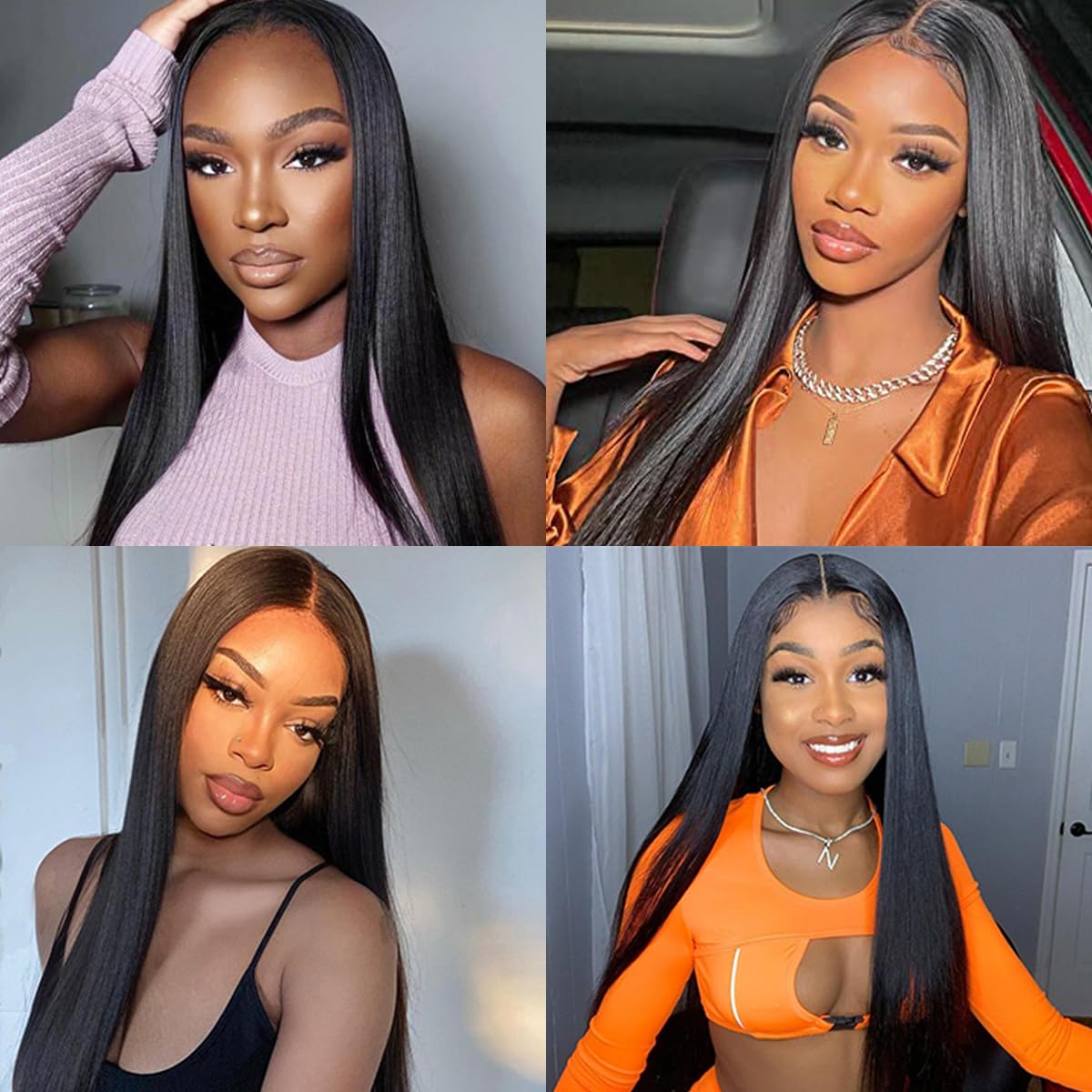 360 Glueless Lace Front Wigs Human Hair - Pre Plucked Light Yaki Straight 16