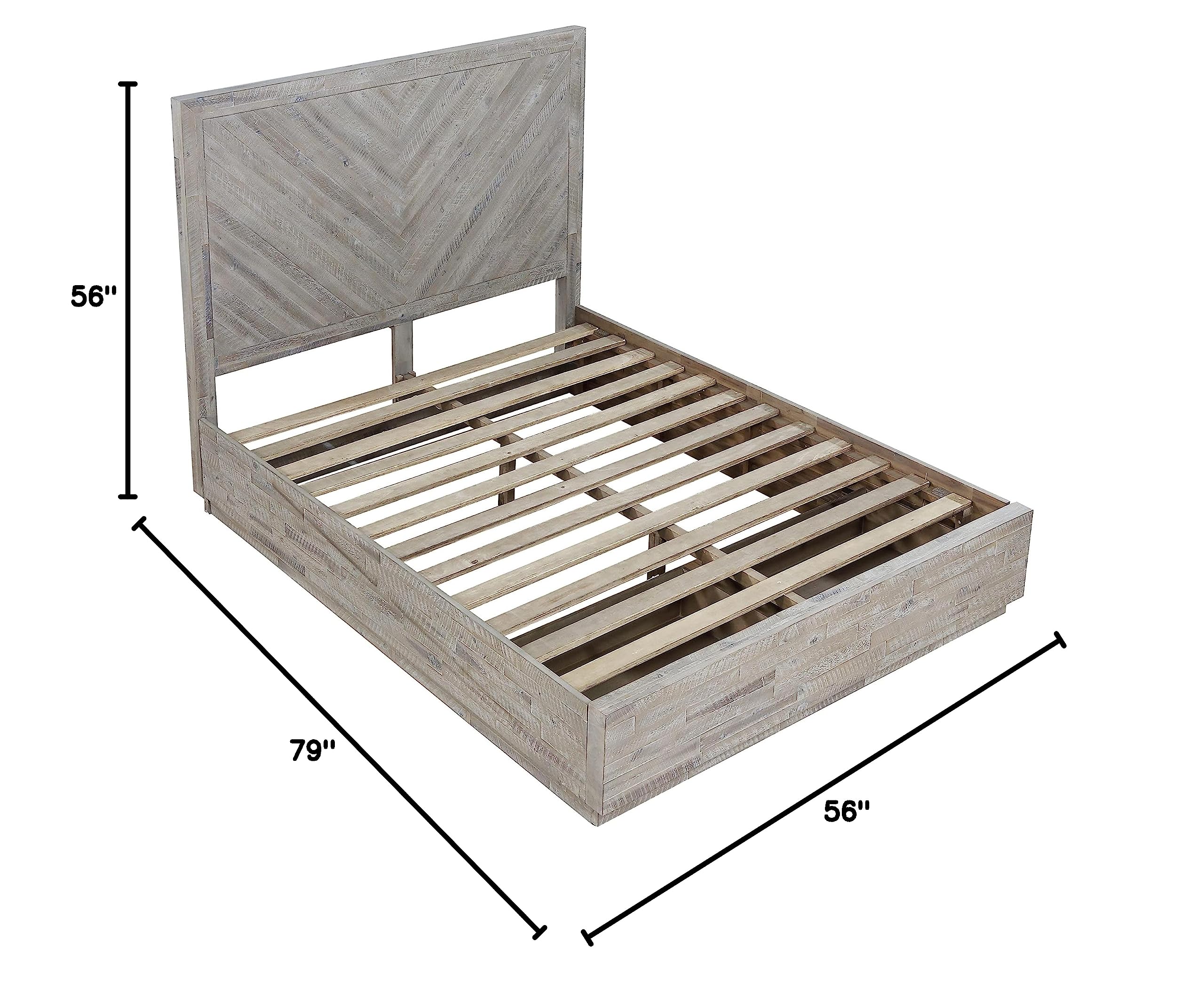 Modus Furniture Solid Wood King Size Storage Bed with Footboard - Rustic Latte Finish | Alexandra Collection | Perfect for Bedroom Organization & Rustic Farmhouse Decor