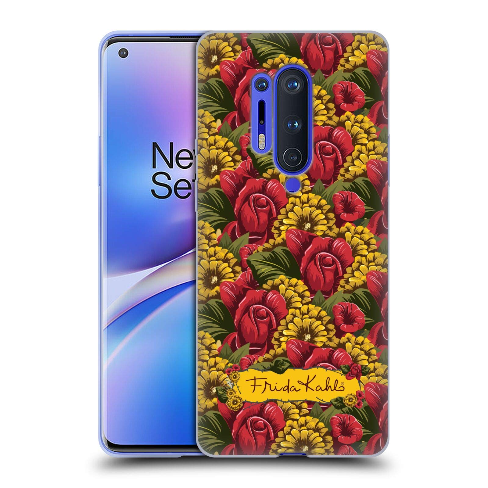 Frida Kahlo Red Florals Soft Gel Case for OnePlus 8 Pro 5G - Officially Licensed, Stylish Protection for Everyday Use and Travel
