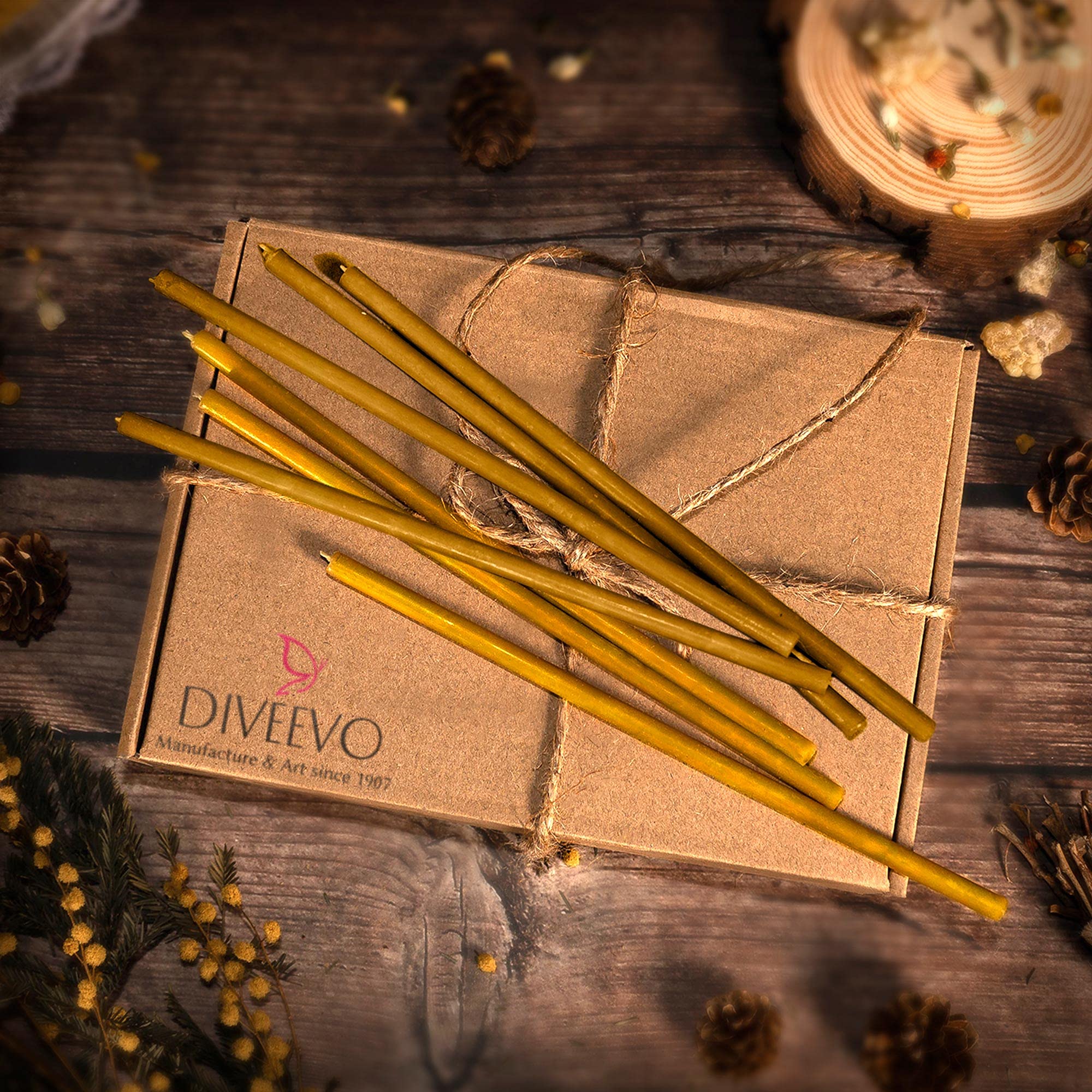 Ecclesiastical Beeswax Candles - 700pcs Ritual Candles 6.3in Length, 0.2in Diameter | 30 Min Burn Time in Honey Yellow | Thin Greek Orthodox Candles for Prayer, Meditation & Church Ceremonies | Perfect for Home Altars, Spiritual Practices & Religious Events
