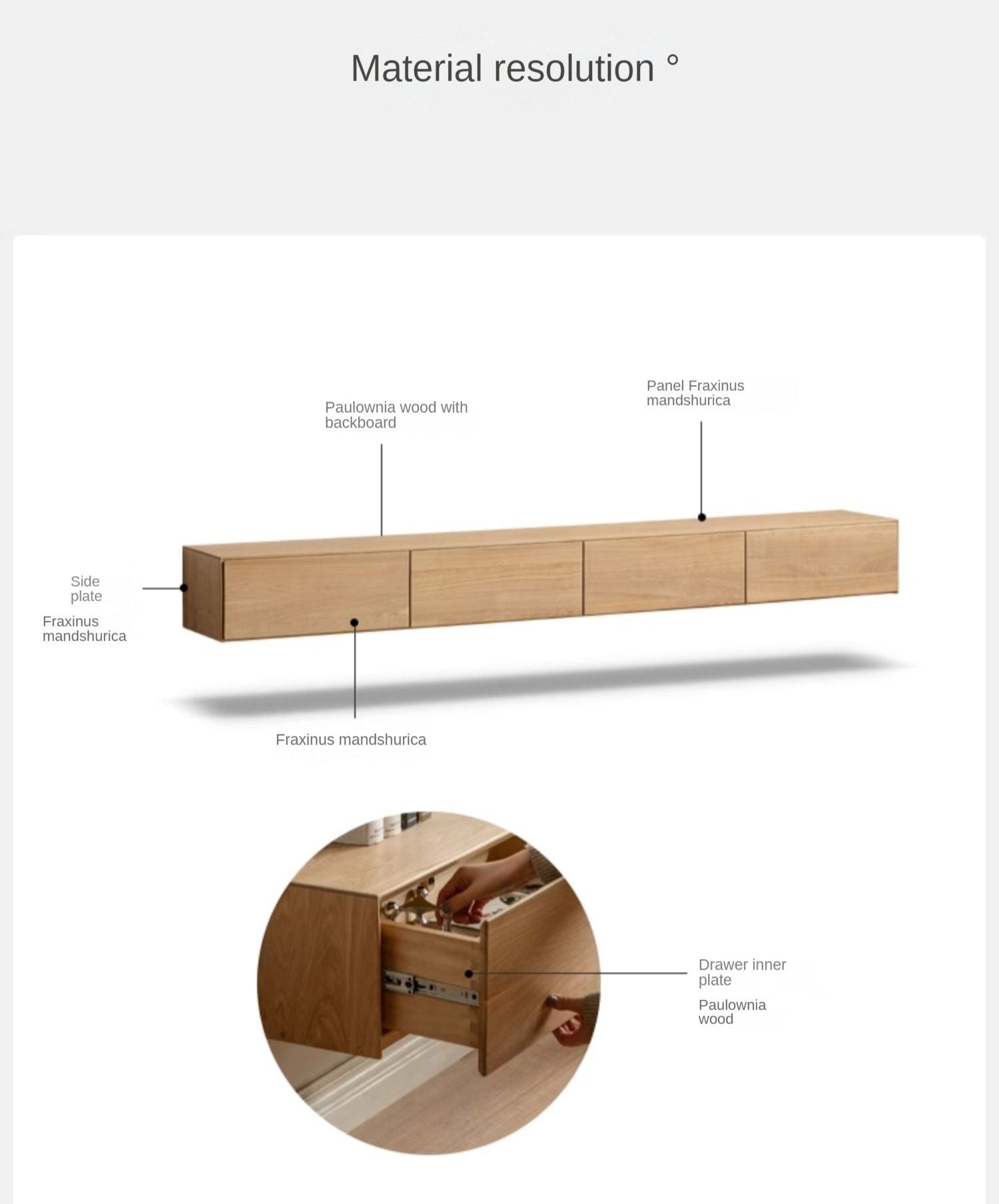 Oak Solid Wood TV Stand with Hanging LED Lights - Modern Entertainment Center for Living Room & Home Theater