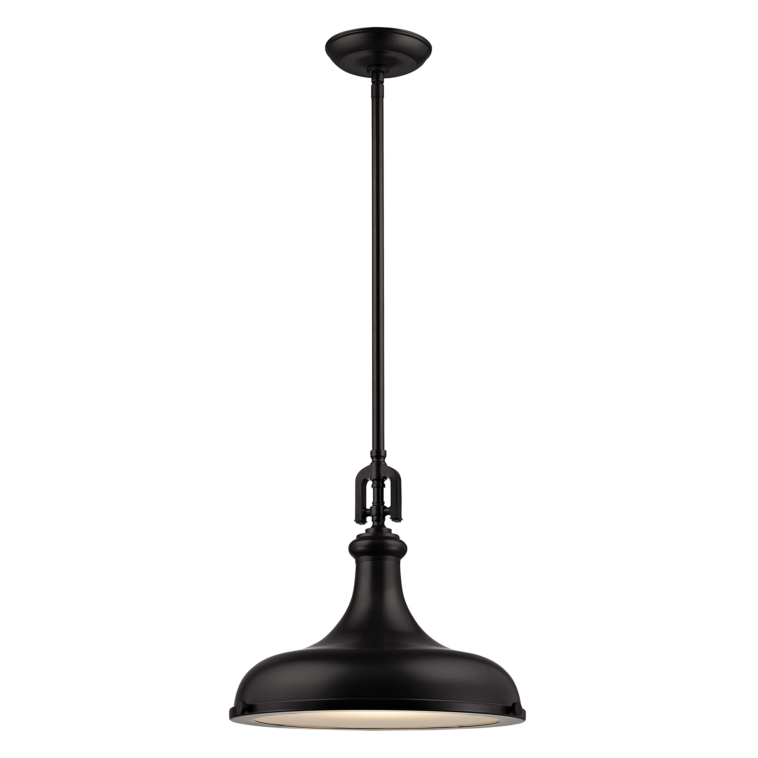 Elk Home Rutherford 1-Light Pendant - Oil Rubbed Bronze Finish with Frosted Glass Diffuser, Transitional Style Hanging Light for Kitchen Island, Dining Room, or Entryway