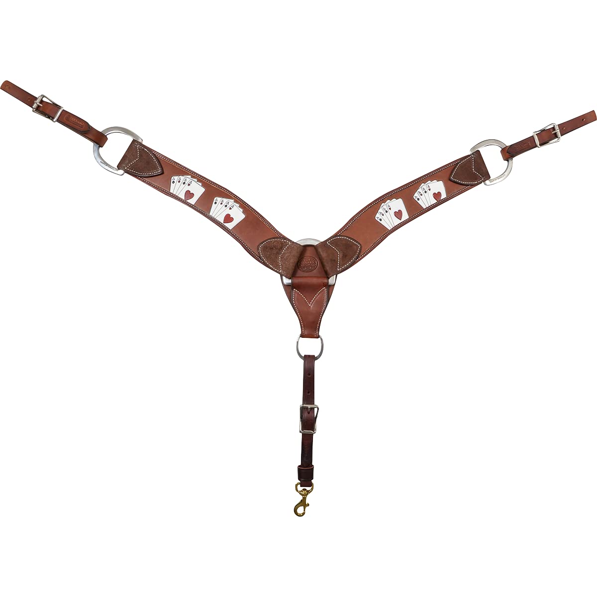 Martin Saddlery 2-3/4 Inch Western Breast Collar with Card Suit Design - Chocolate Brown Leather for Horse Riding & Rodeo Events
