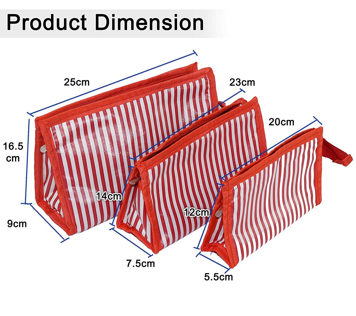 PRISMAXIC 3-Piece Synthetic Travel Cosmetic Pouch Set - Makeup Organizer, Jewelry & Toiletry Bag for Men & Women (Red) - Perfect for Air Travel, Gym & Daily Essentials Storage