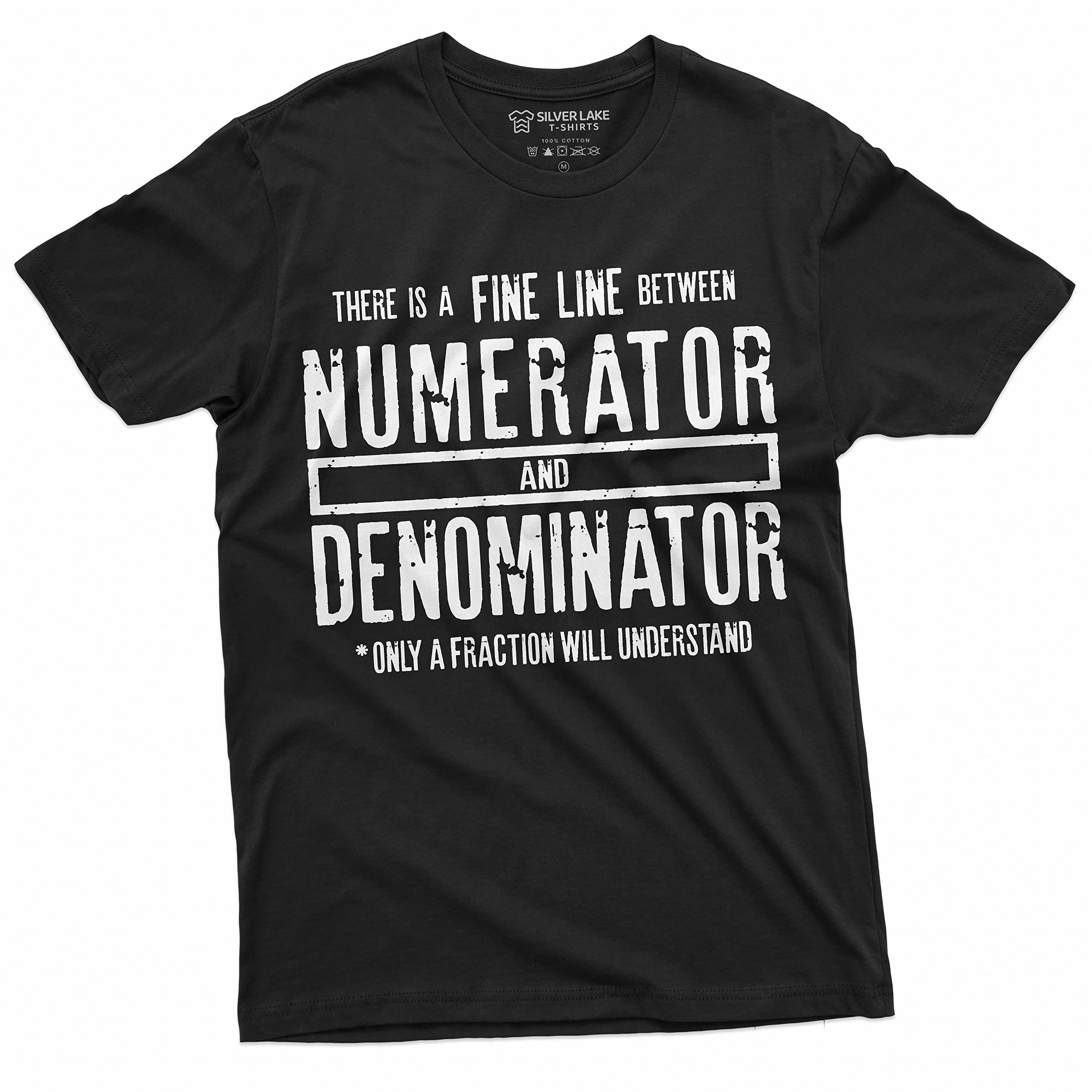 Funny Math Numerator Denominator T-Shirt | Silver Lake Mathematics Teacher & School Geek Tee | Perfect for STEM Class, Nerdy Gifts & Science Lovers