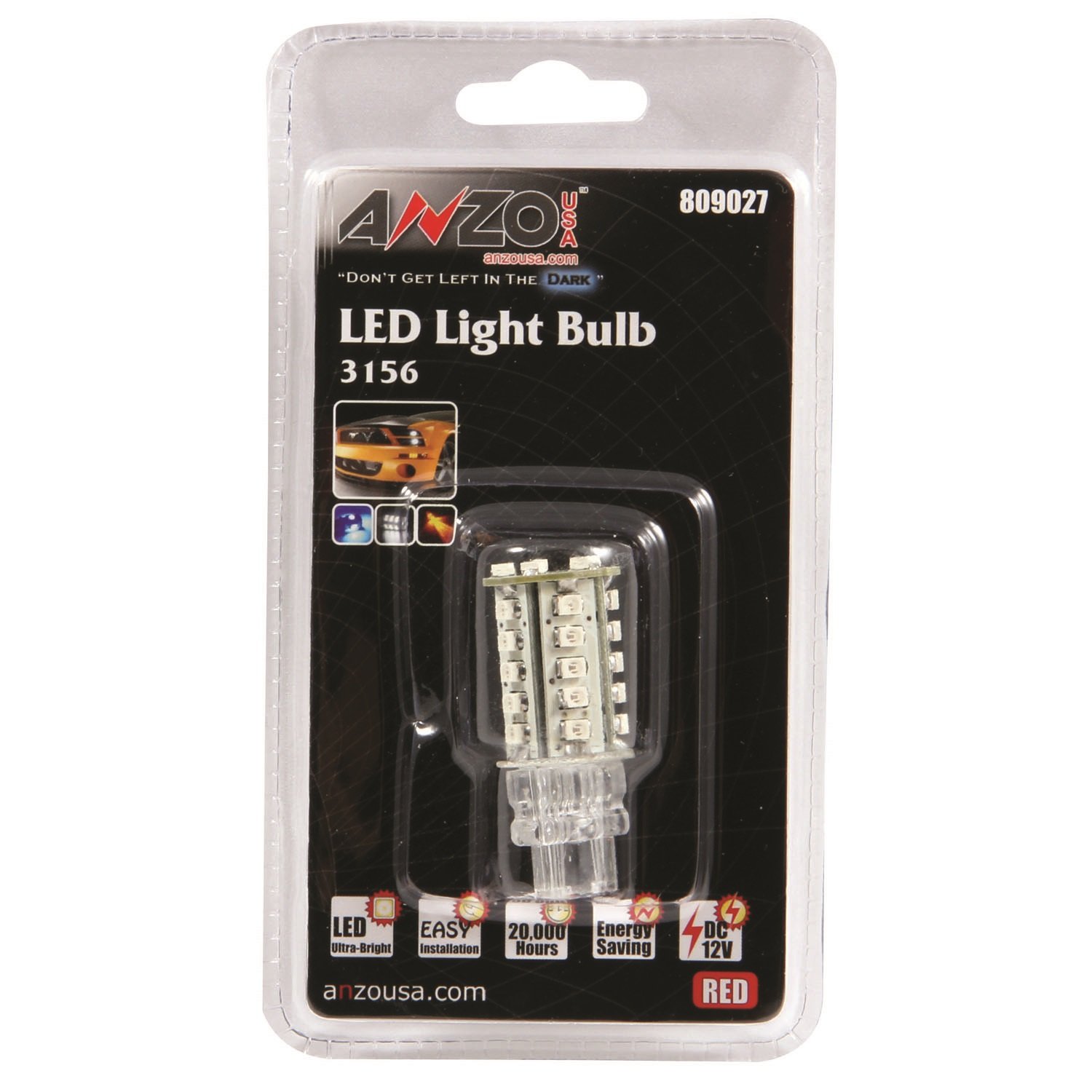 ANZO USA 809027 Red LED 3156 Bulb - High Visibility Brake Light & Tail Light Replacement for Cars, Trucks, SUVs - Perfect for Night Driving & Enhanced Safety