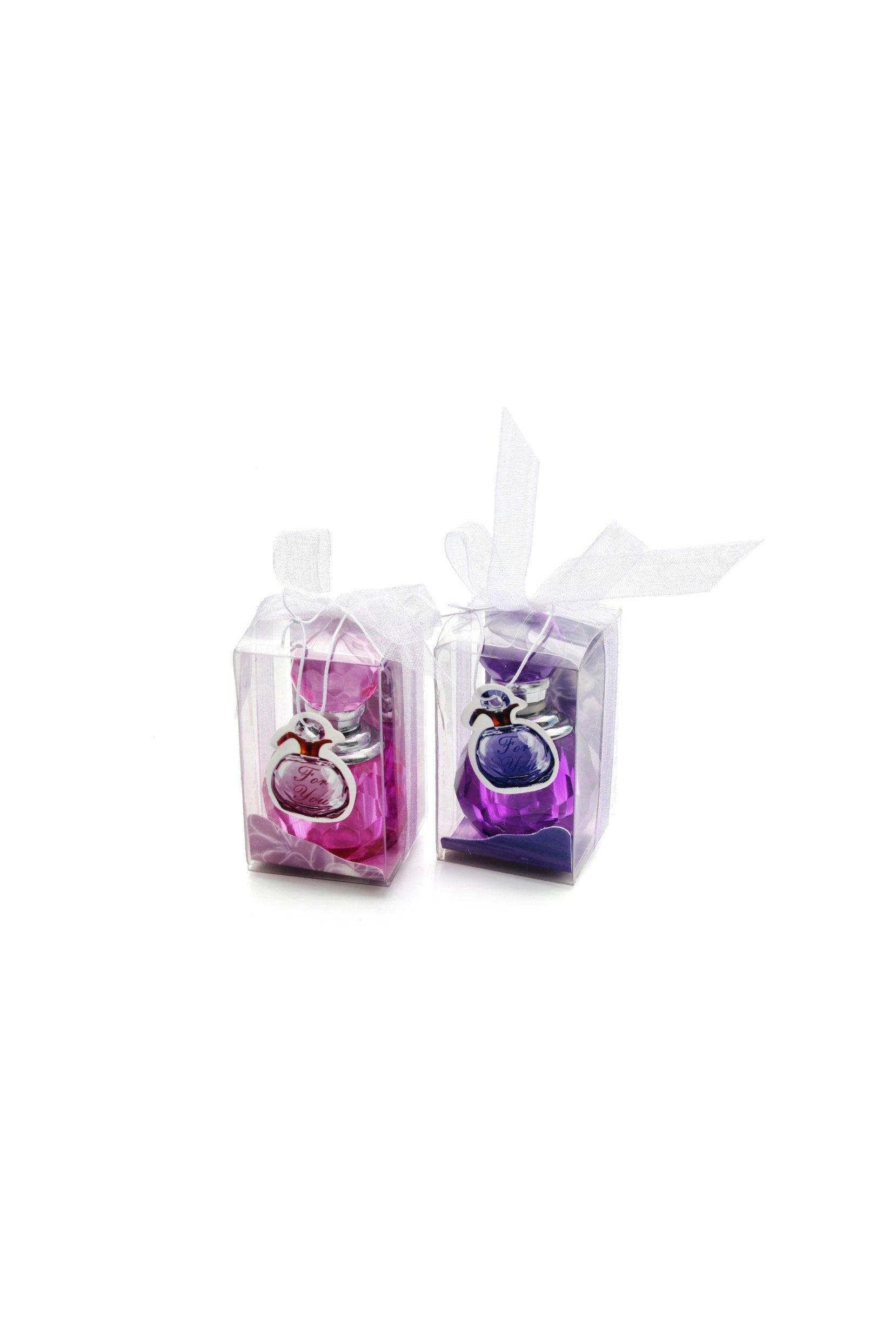 Elegant Mini Crystal Perfume Bottles with Stoppers - Set of 6 for Bridal Party Favors, Wedding Gifts & Home Decor (CGF0105) - Perfect for Bridal Showers, Anniversary Gifts & Vanity Display