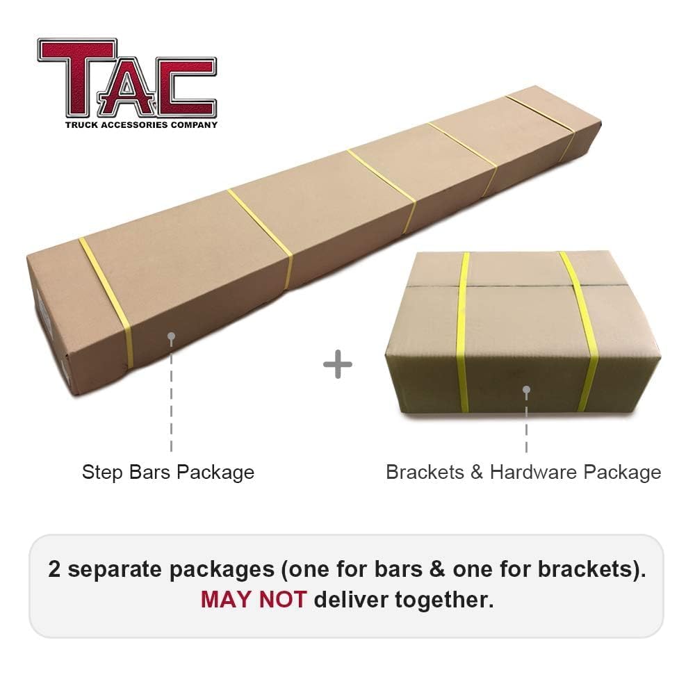 TAC Frigate Running Boards for 2019-2025 Chevy Silverado 1500 & GMC Sierra 1500 | 2020-2025 Silverado/Sierra 2500/3500 HD Crew Cab - Black Textured Nerf Bars (2-Piece Set, 91