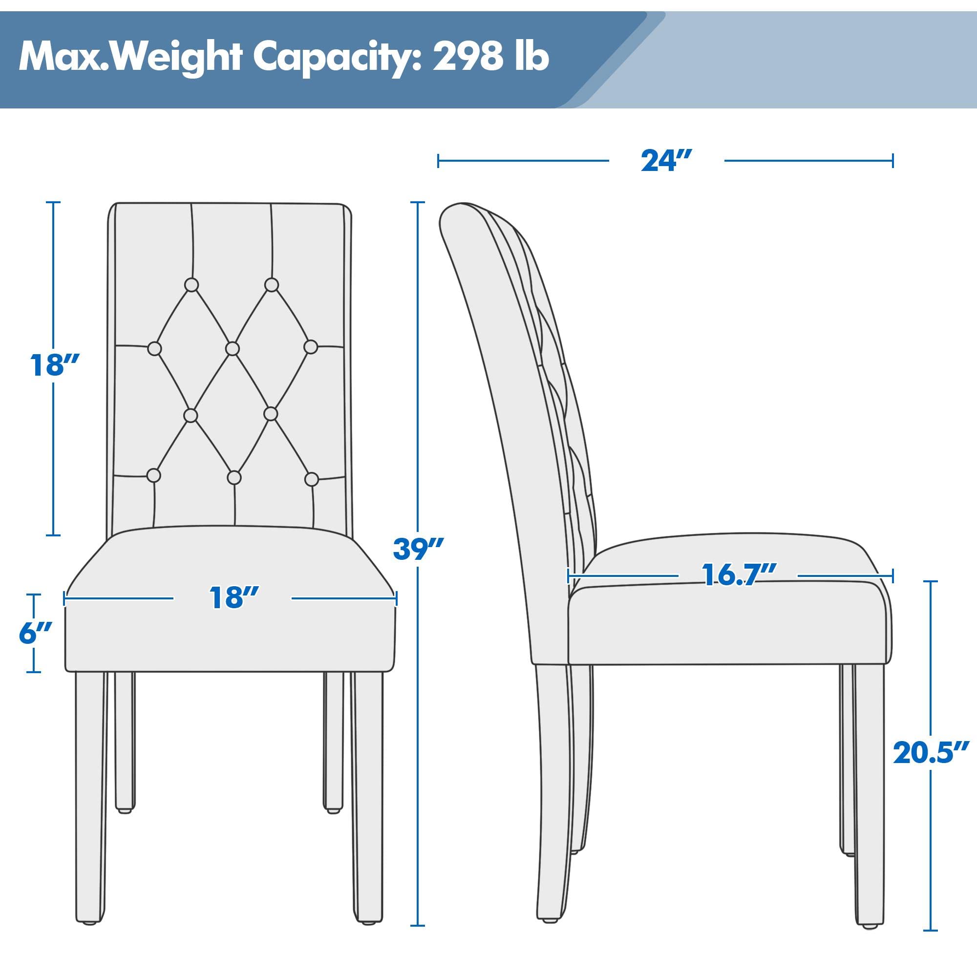 Yaheetech 4-Piece Button Tufted Leather Dining Chairs Set with Padded Seat & Wooden Legs - Modern Kitchen & Restaurant Furniture for Home Dining & Commercial Use