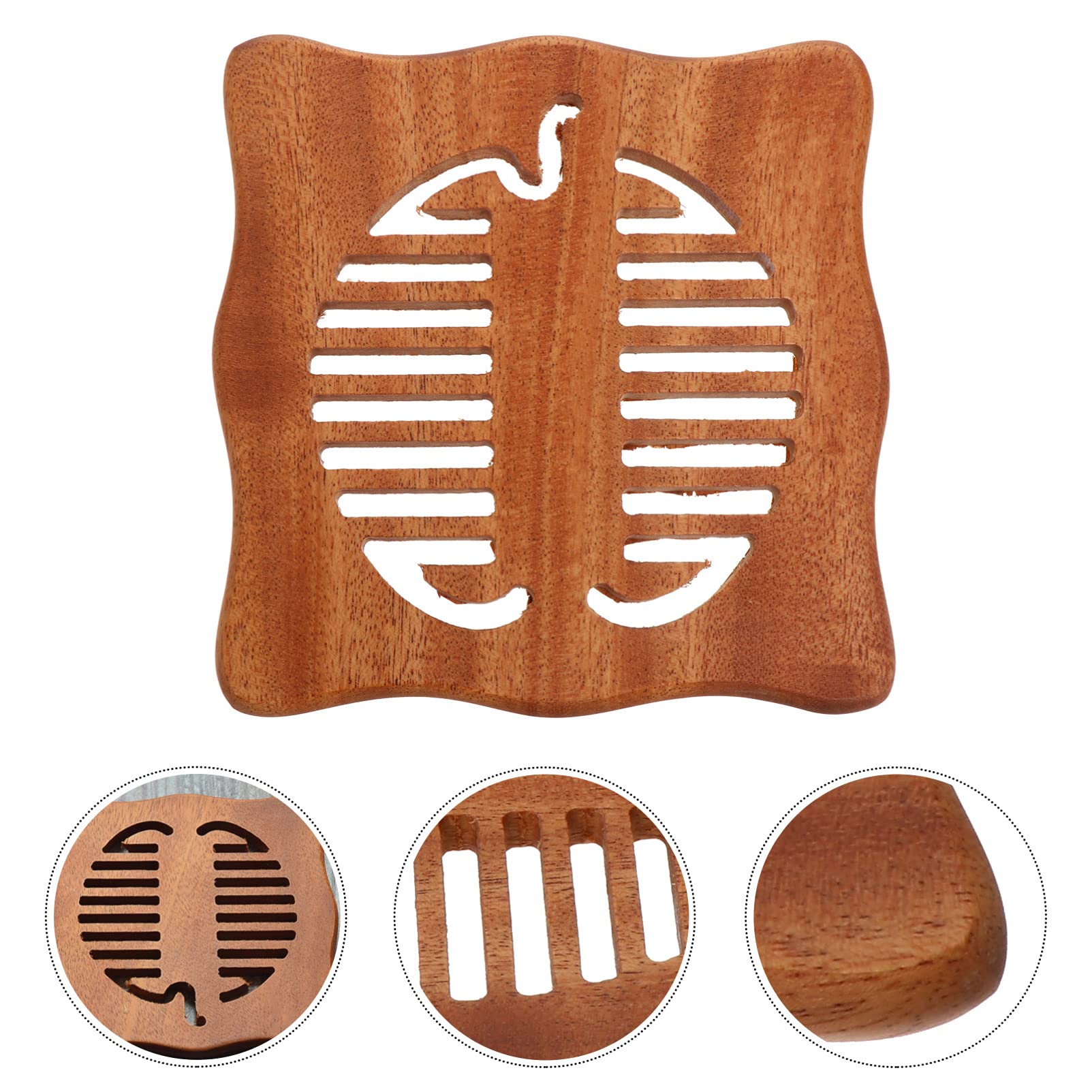 Hemoton Wooden Coaster Set - 1PC Heat Resistant Trivet for Hot Pots, Pans, and Serving Dishes | Non-Slip Cup Mat for Coffee, Tea, and Cutlery | Perfect for Kitchen, Dining Table, and Outdoor Picnics