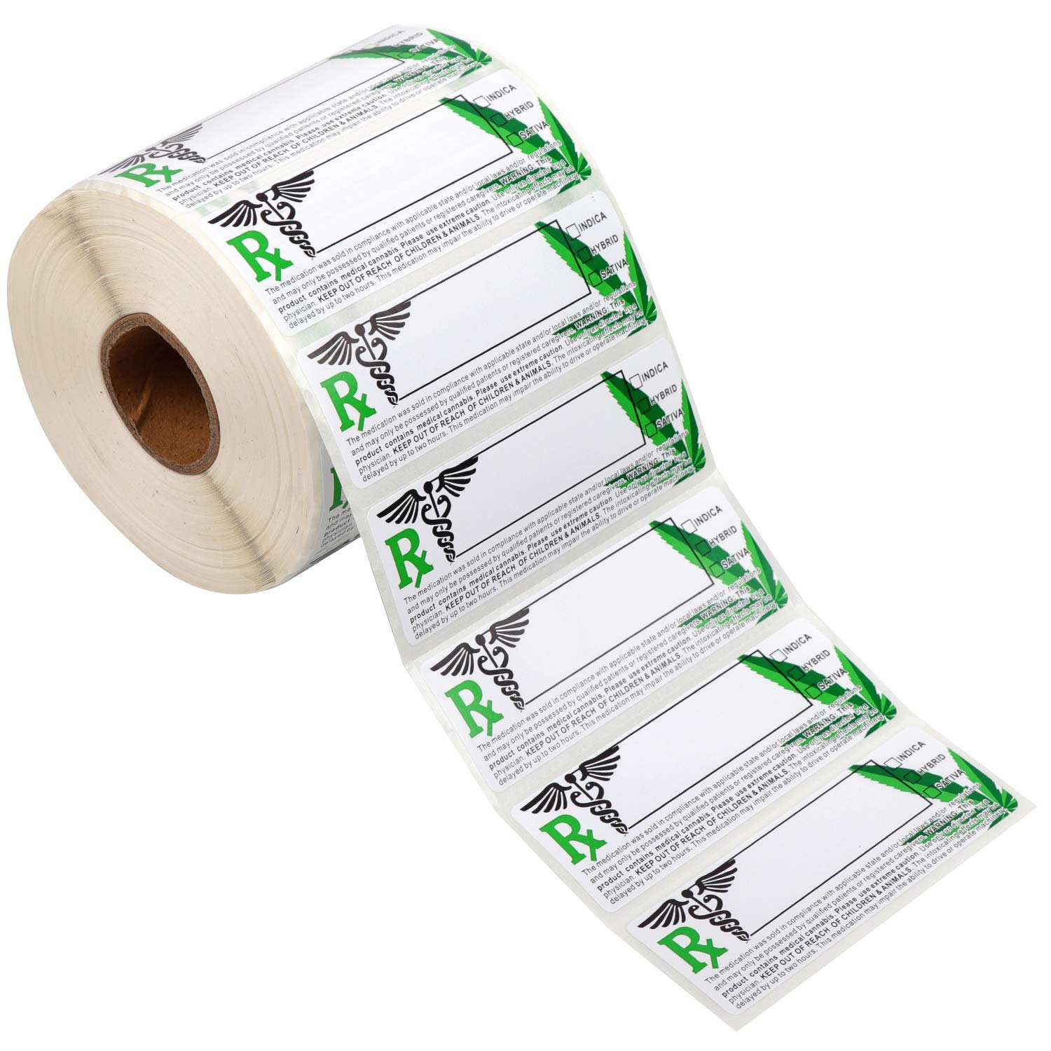 California Compliant RX Medical Adhesive Labels - 1000 3x1 Inch Universal Prescription Stickers Per Roll - Waterproof Pharmacy Labels for Bottles & Containers - by NuBliss (Leaf Design) - Perfect for Pharmacies, Hospitals & Home Medication Organization
