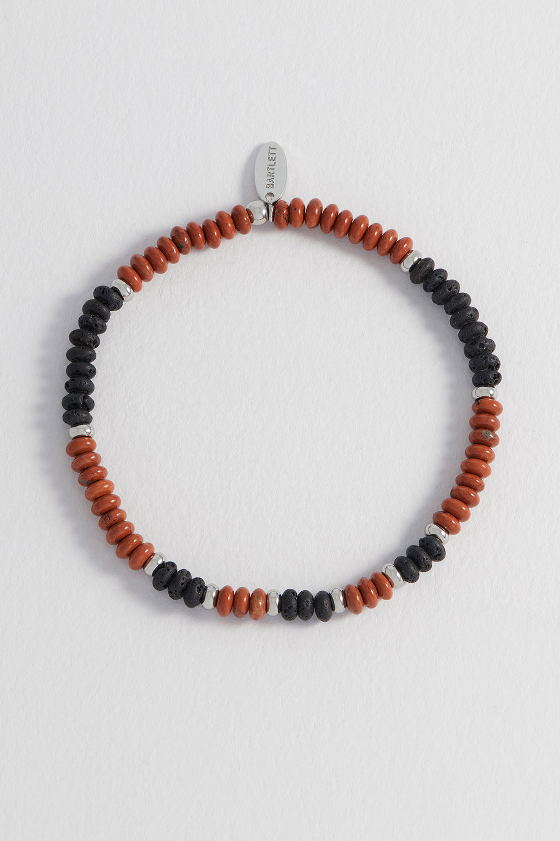 Men's Stretch Disc Bracelet with Genuine Gemstones - Adjustable Beaded Wristband for Casual Wear, Yoga & Meditation