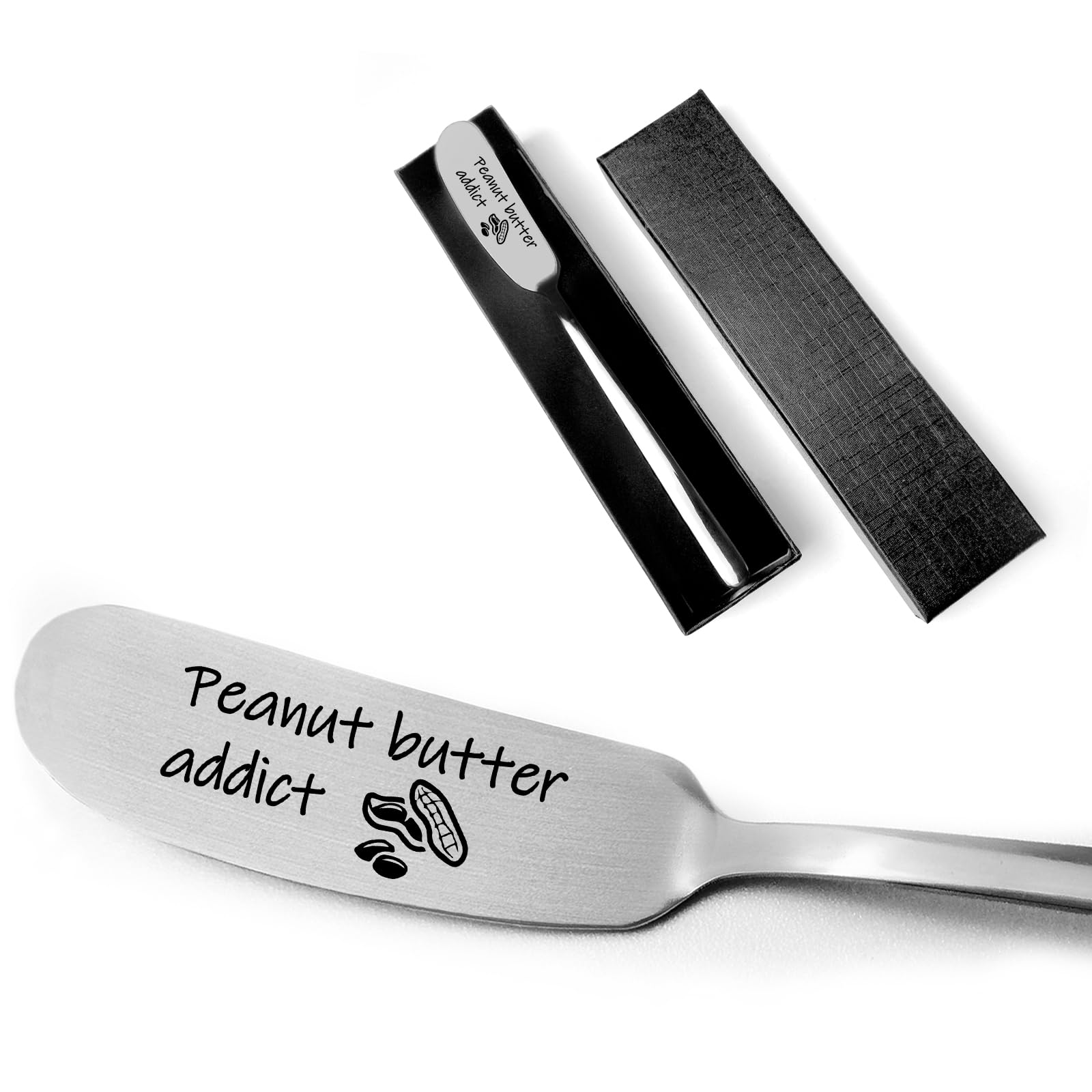 Engraved Stainless Steel Peanut Butter Spreader Knife - Funny Cheese & Butter Knife for Breakfast, Toast, Sandwiches - Perfect Gift for Peanut Butter Lovers & Bakers (Silver)