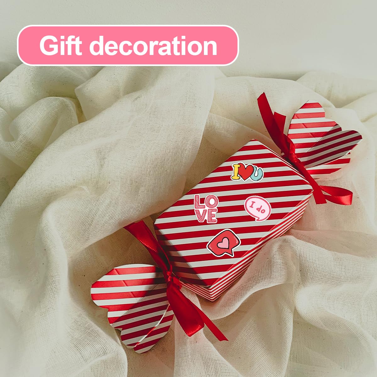 Jagowa 100PCS Heart Love Stickers - Waterproof Vinyl for Valentine's Wedding & Decor
