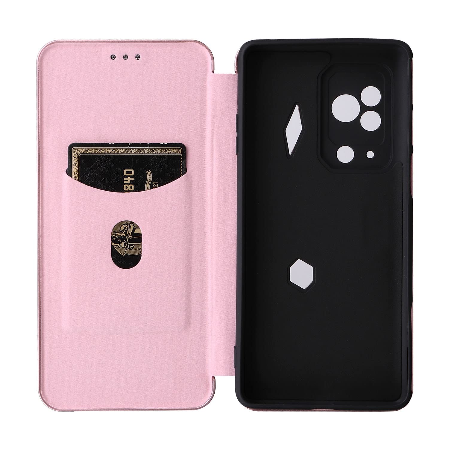 Premium Carbon Fiber PU+TPU Hybrid Flip Case for Xiaomi BlackShark 5 Pro - Shockproof Full Protection Luxury Phone Cover (Pink) | Perfect for Gaming, Travel & Daily Use
