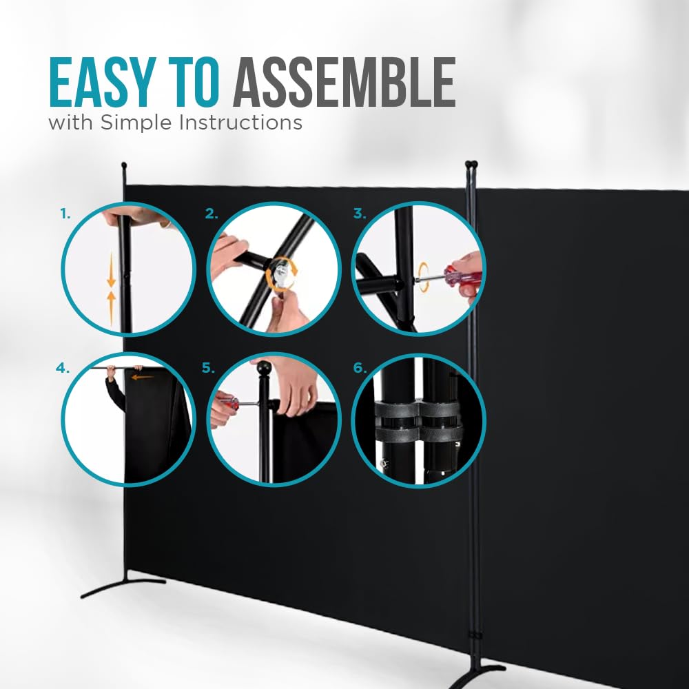 Steel-AID Triple-Panel Privacy Room Divider - 216